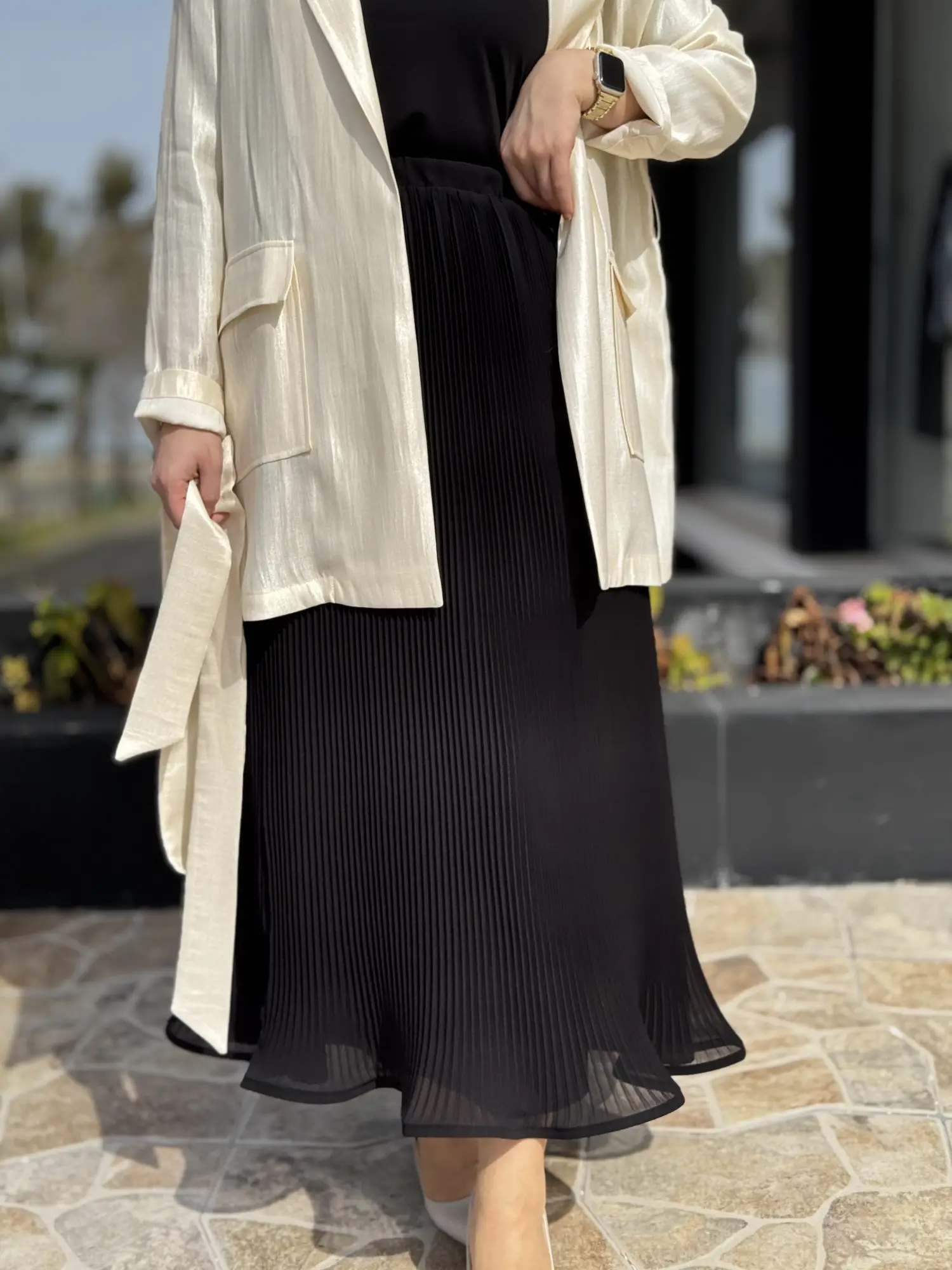 Kahma Volanlı Pliseli Etek