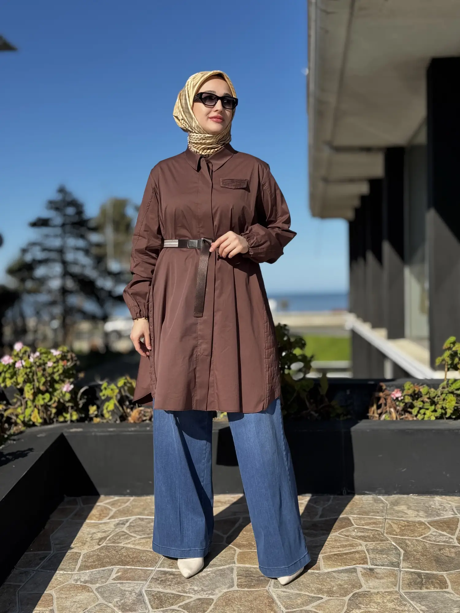 Misswhence Drape Detaylı Kemerli Gömlek 39305