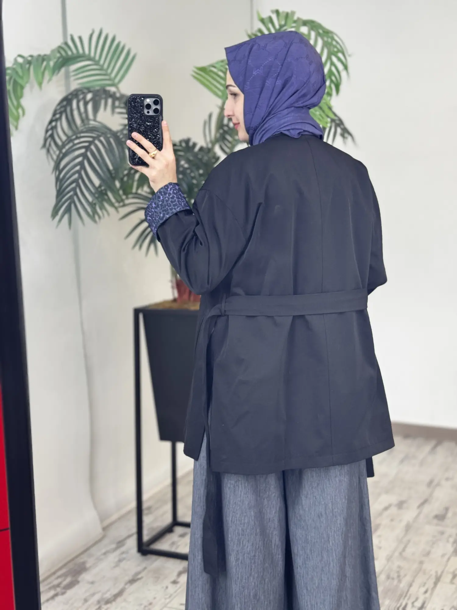 Ghisa Manşet Detaylı Siyah Ceket Trench G2699