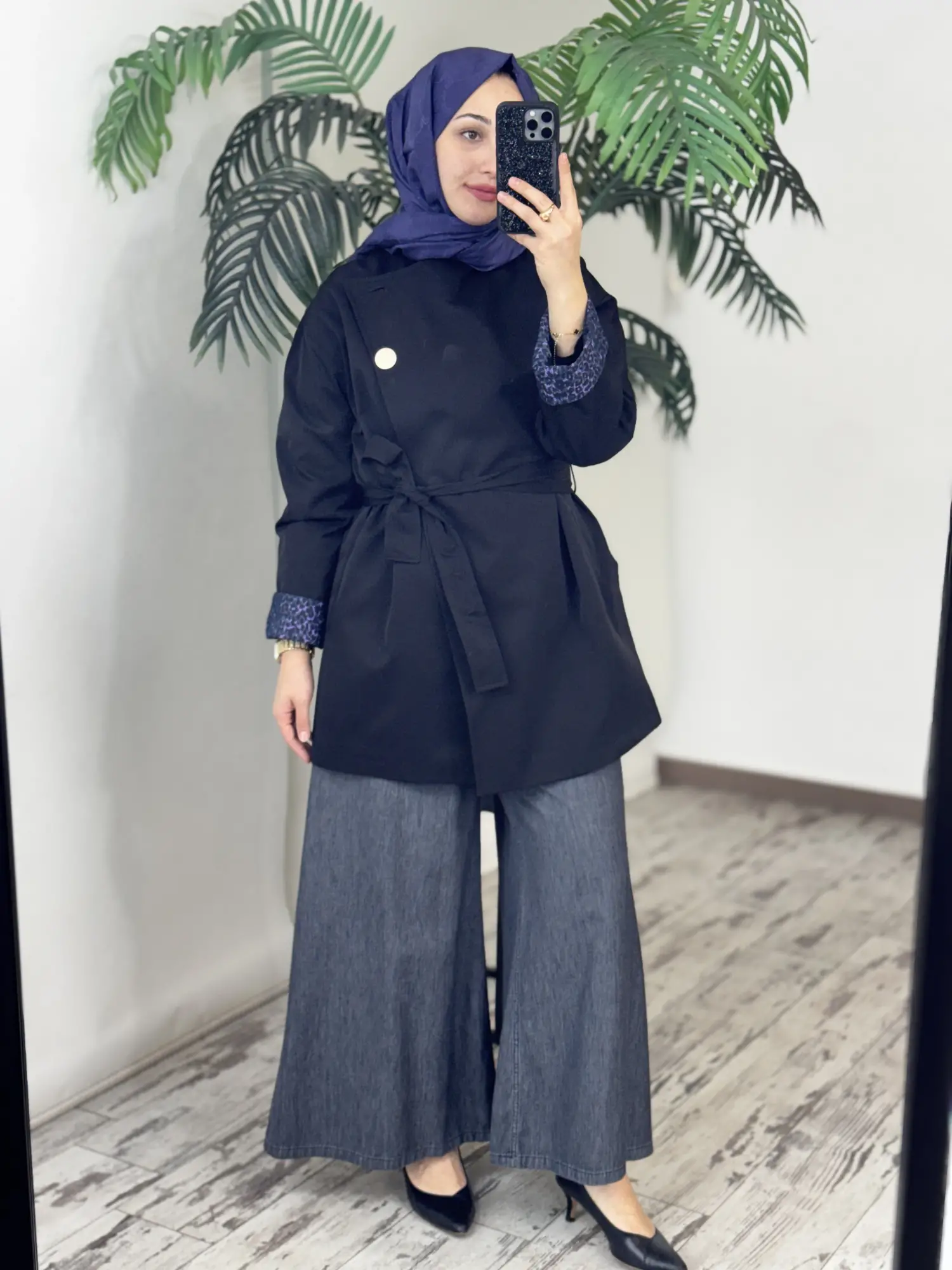 Ghisa Manşet Detaylı Siyah Ceket Trench G2699