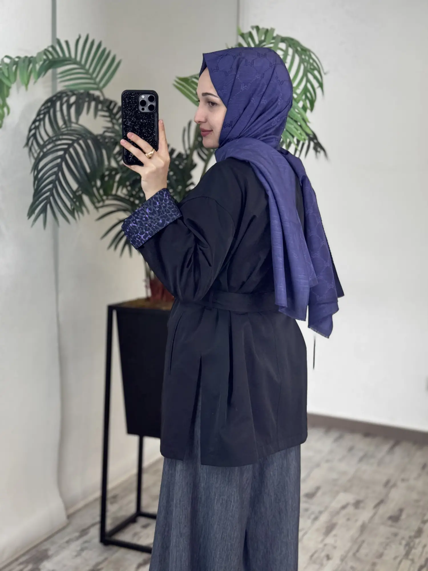 Ghisa Manşet Detaylı Siyah Ceket Trench G2699