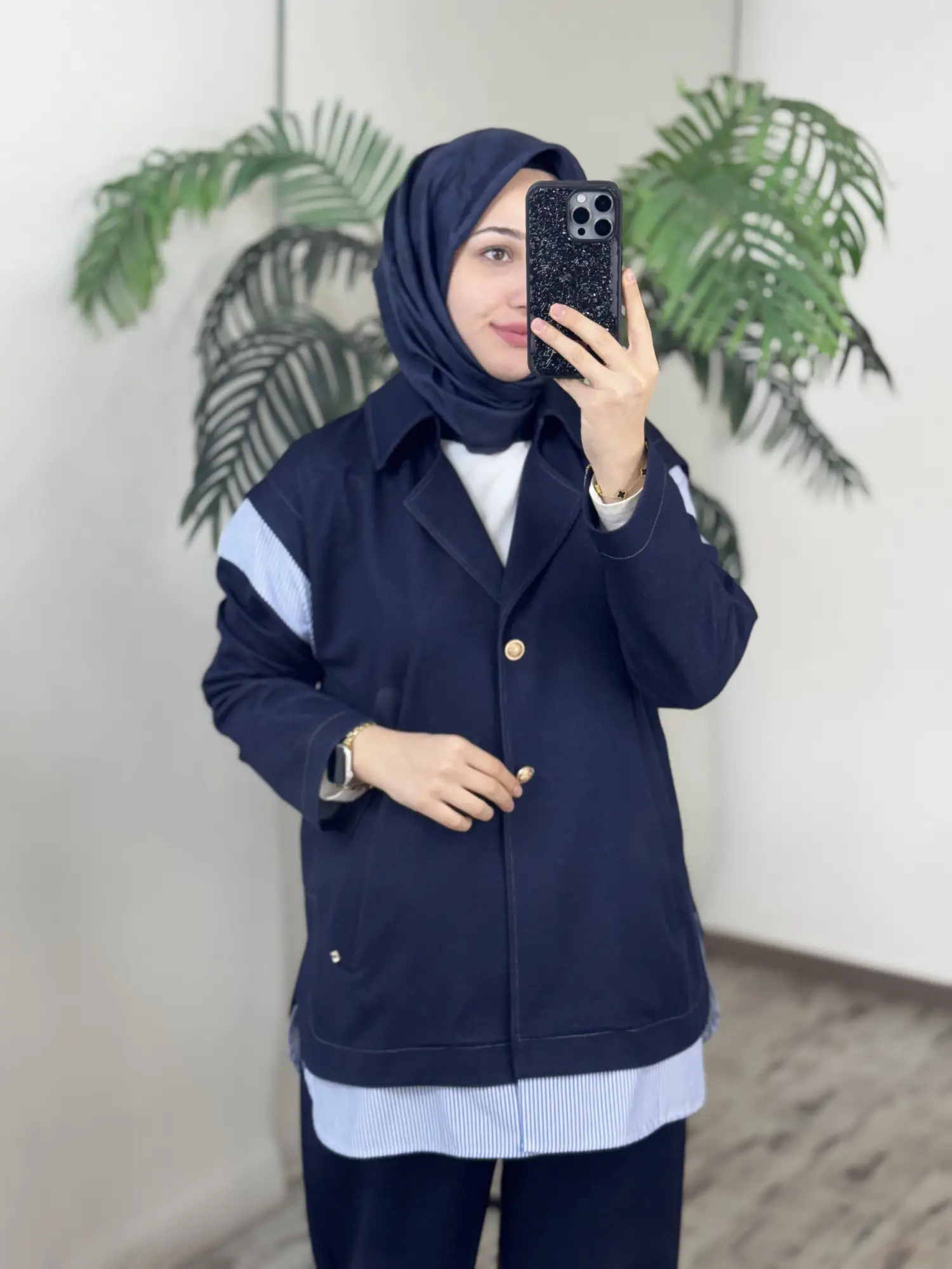 Ghisa Kot Görünümlü Çizgli Kombinli Kap Pantolon Takım G9136