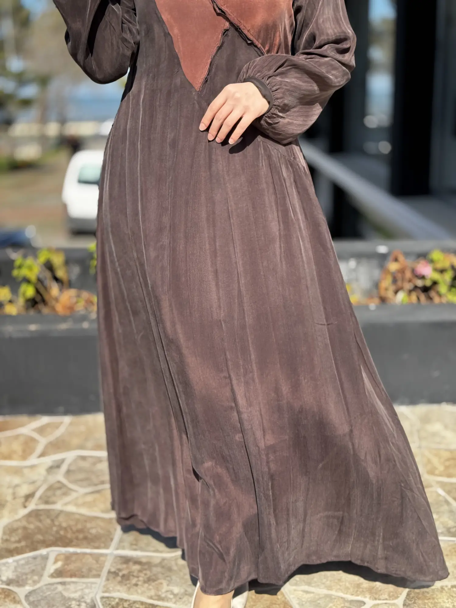 Misswhence Renk ve Parça Kombinli Cupra İpek Elbise 39801