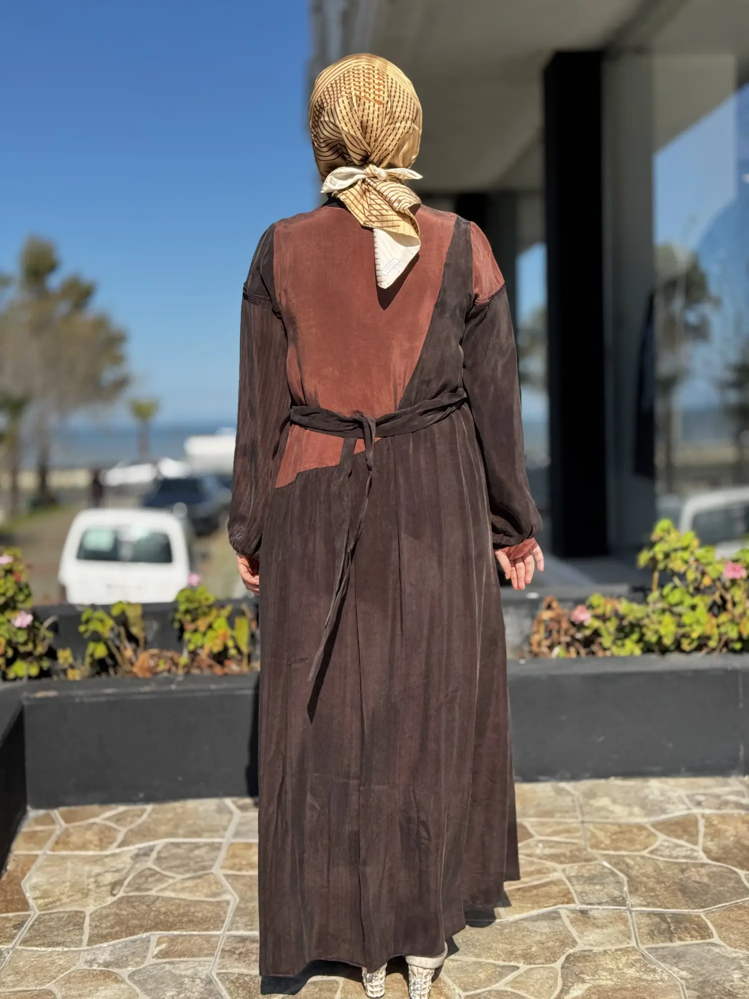 Misswhence Renk ve Parça Kombinli Cupra İpek Elbise 39801