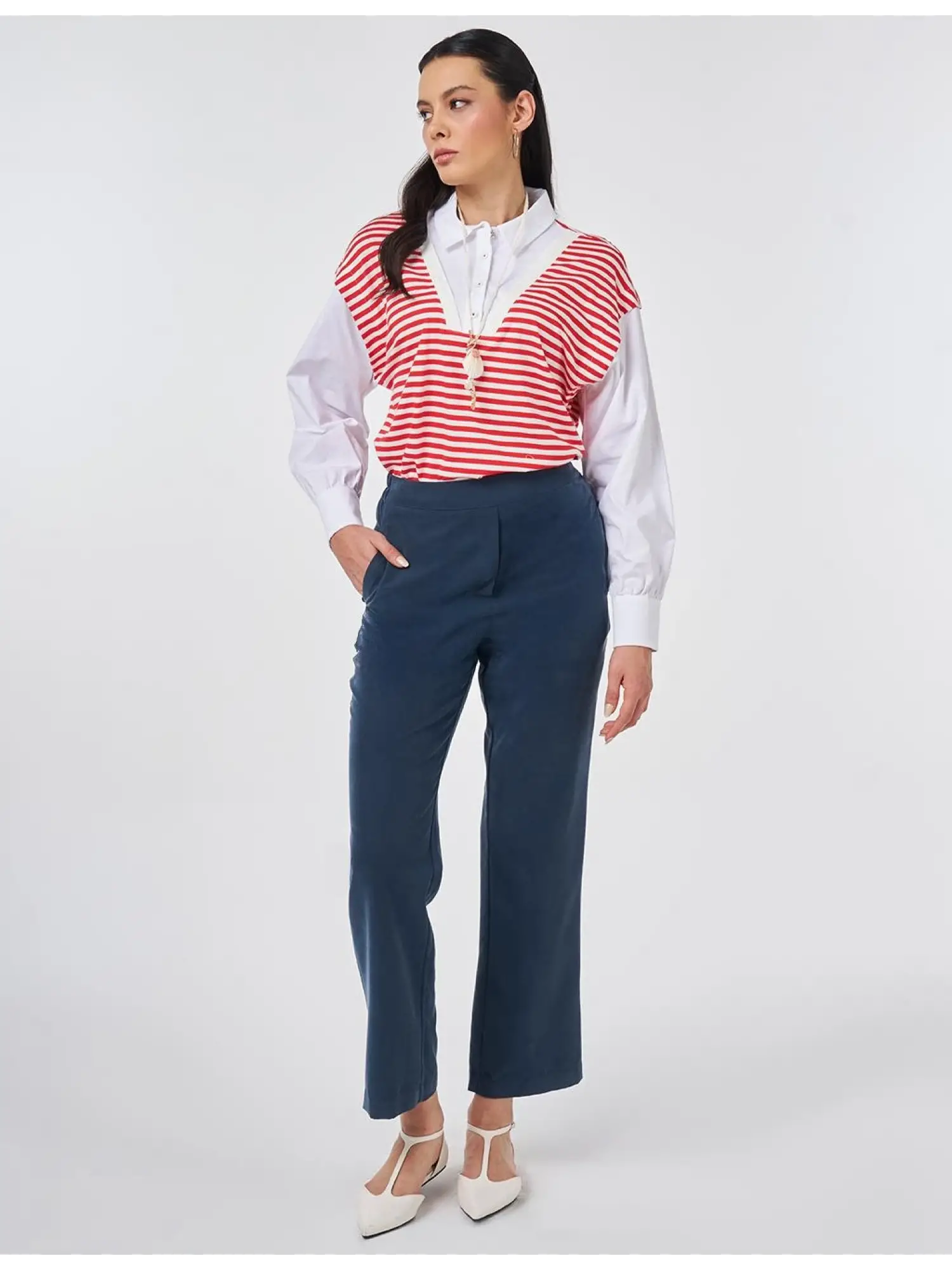 Kayra Sırt Kısmı Lastikli Cepli Tencel Pantolon KA79026