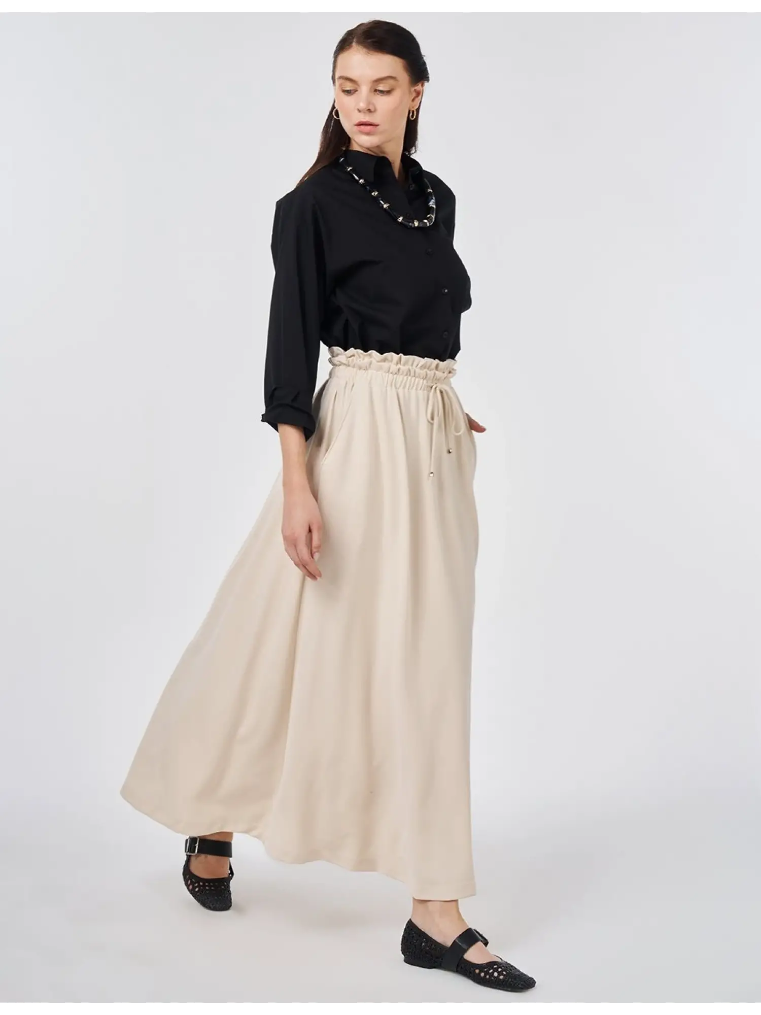 Kayra Beli Büzgü Detaylı Modal Cepli Etek KA12022