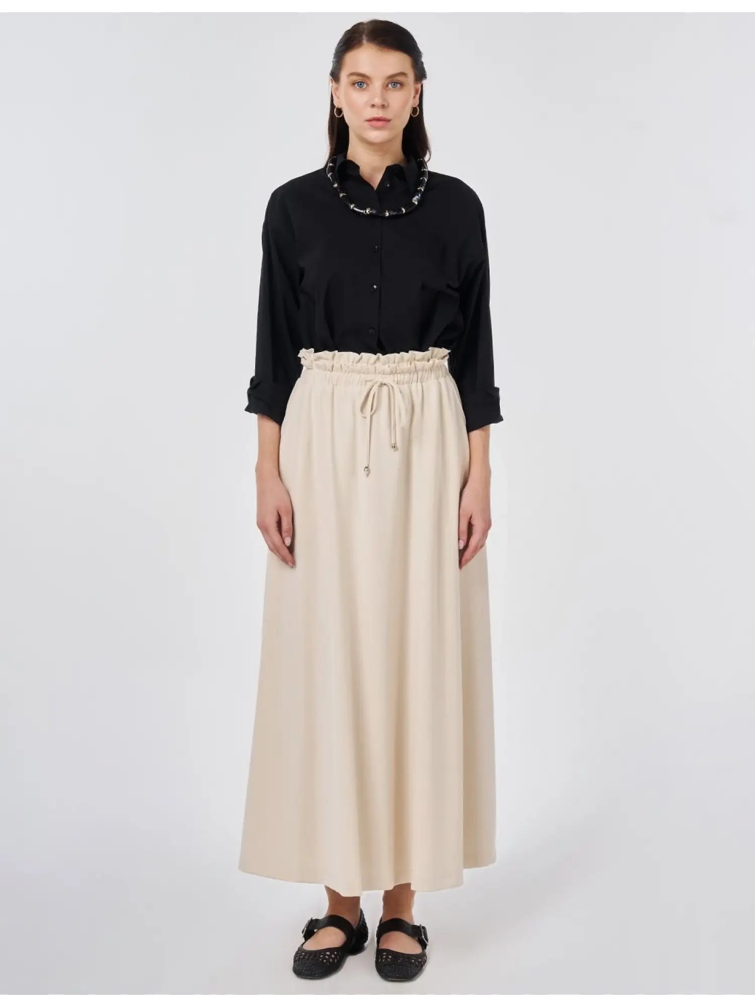 Kayra Beli Büzgü Detaylı Modal Cepli Etek KA12022