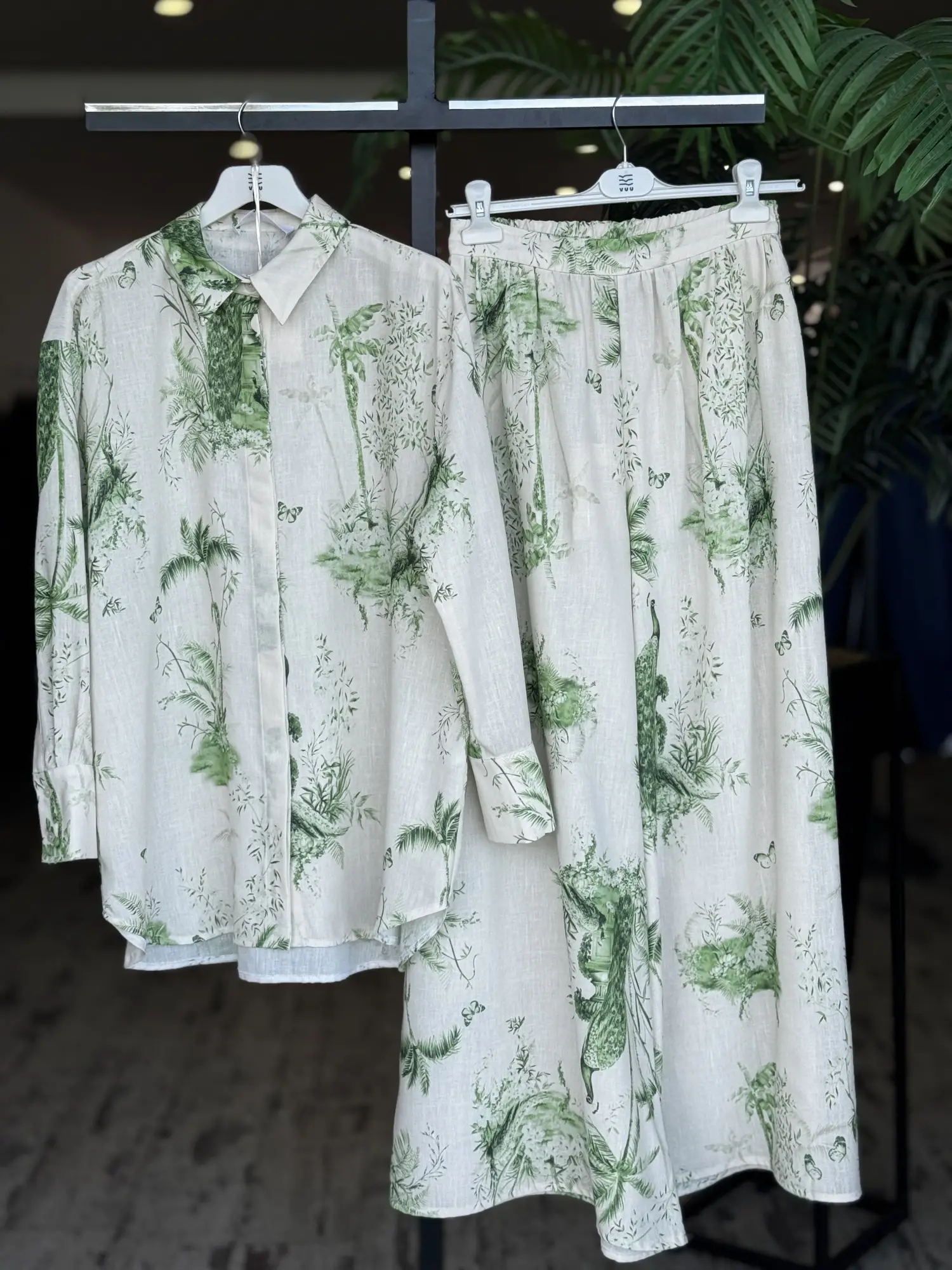 Vuu Safari Desenli Bol Gömlek Pantolon Takım