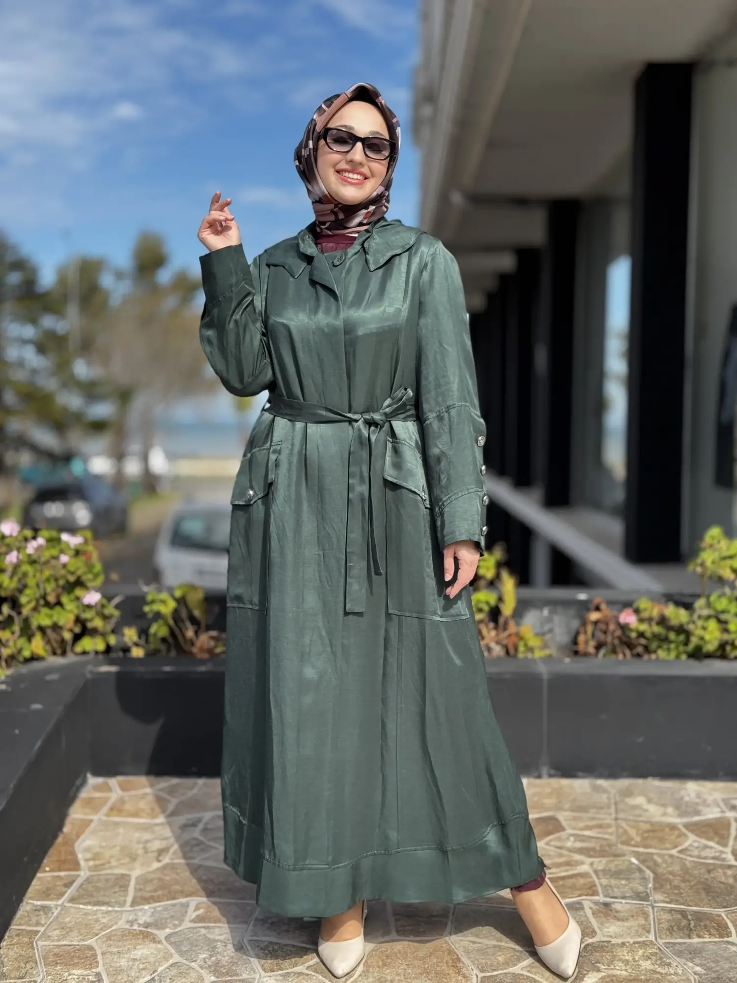 Misswhence Cep Detaylı Kapüşonlu Chanel Keten Pardesü 39504