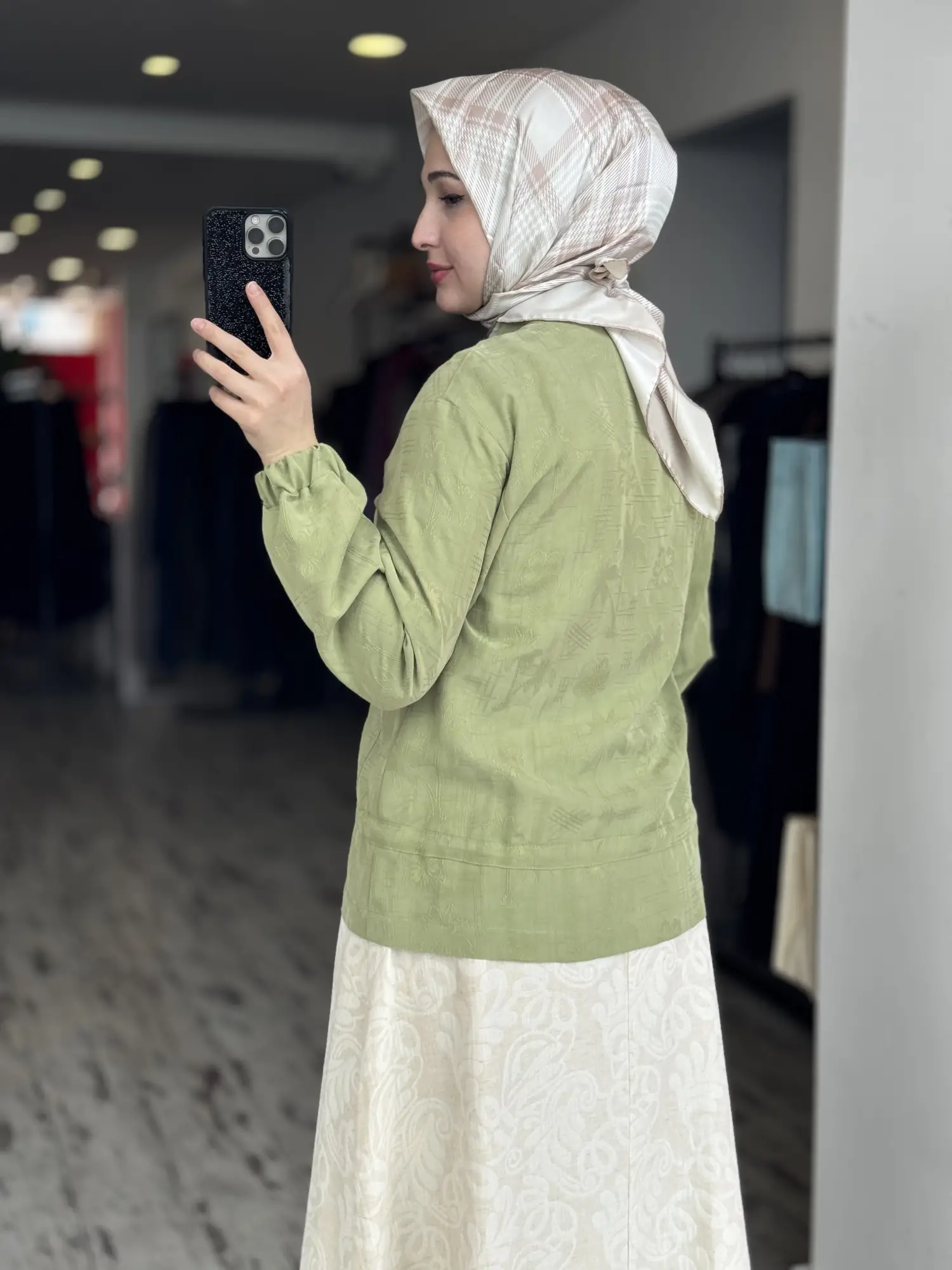 Kayra Kendinden Desenli Düğmeli Spor Ceket KA73021