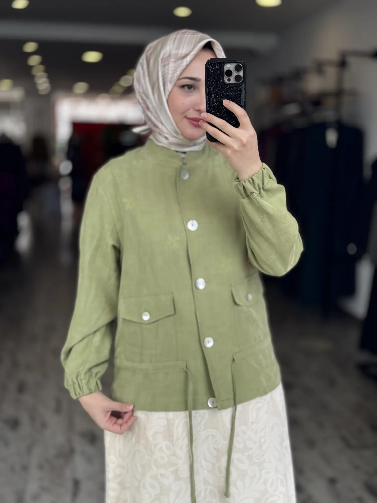 Kayra Kendinden Desenli Düğmeli Spor Ceket KA73021