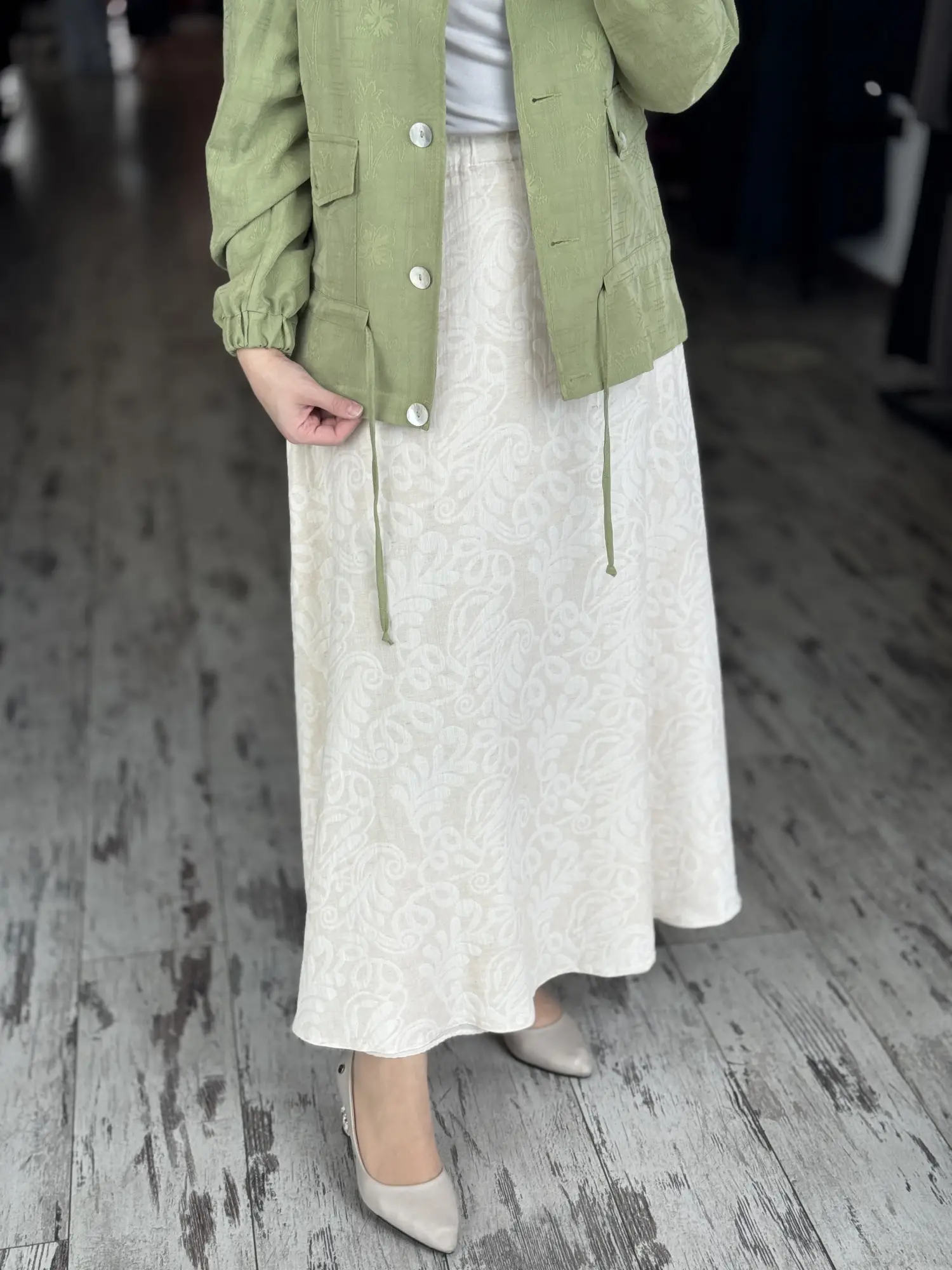 Kayra Kendinden Desenli Düğmeli Spor Ceket KA73021