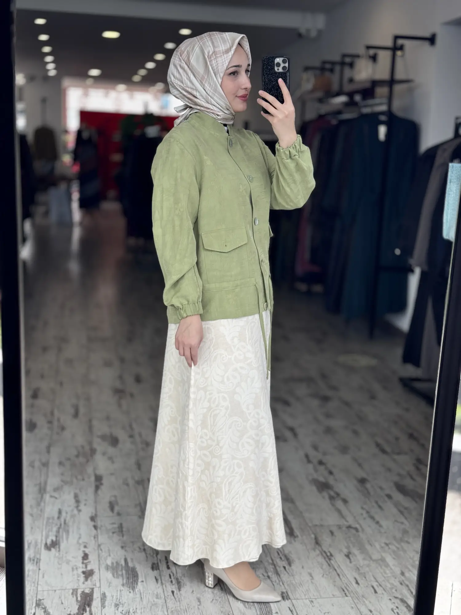 Kayra Kendinden Desenli Düğmeli Spor Ceket KA73021