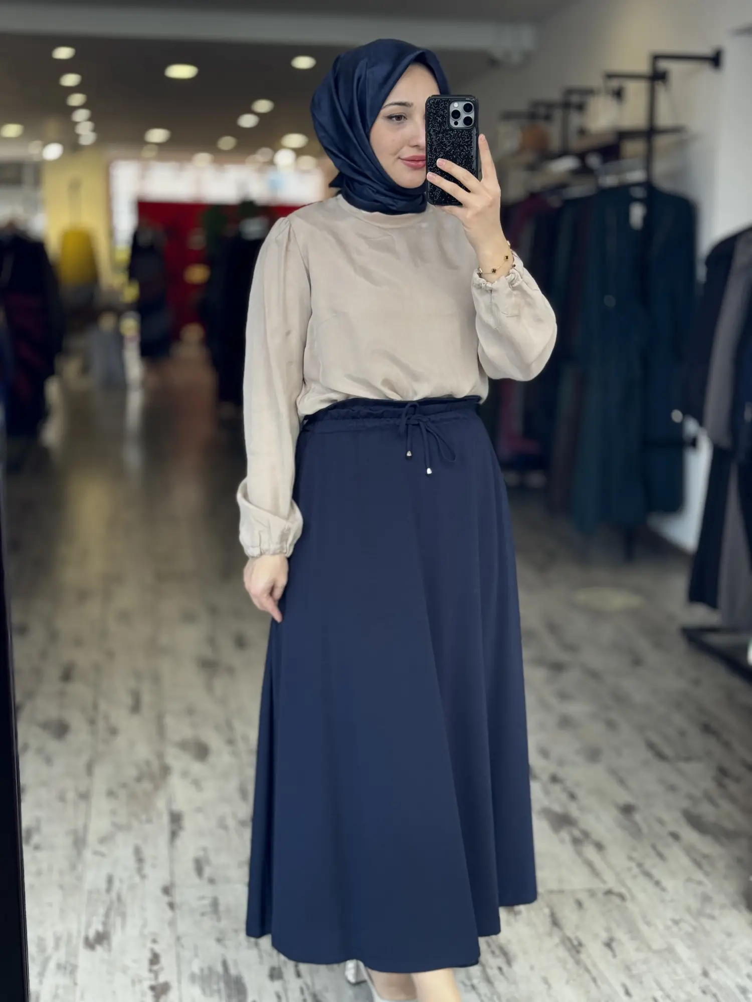 Kayra Beli Büzgü Detaylı Modal Cepli Etek KA12022