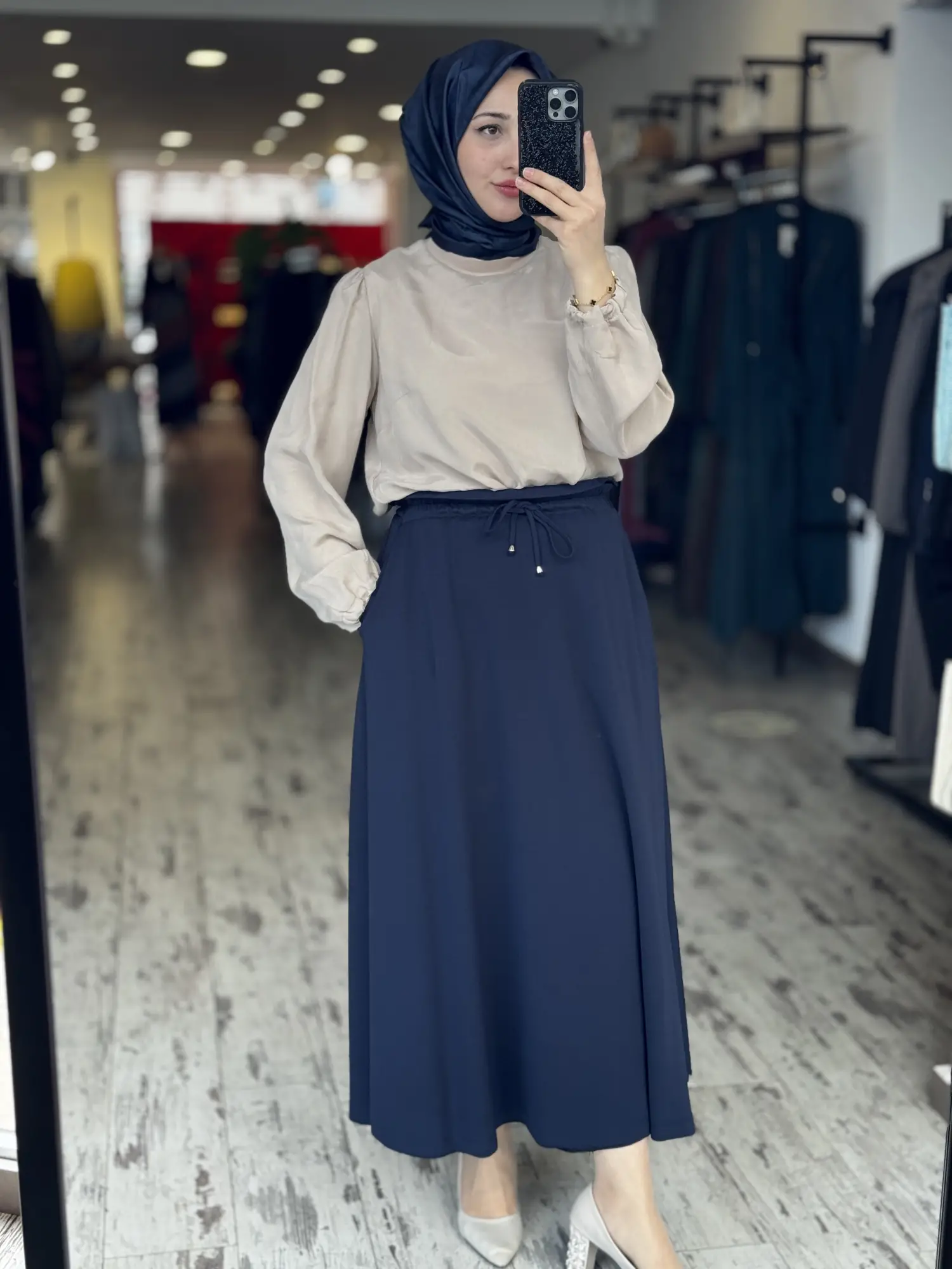 Kayra Beli Büzgü Detaylı Modal Cepli Etek KA12022