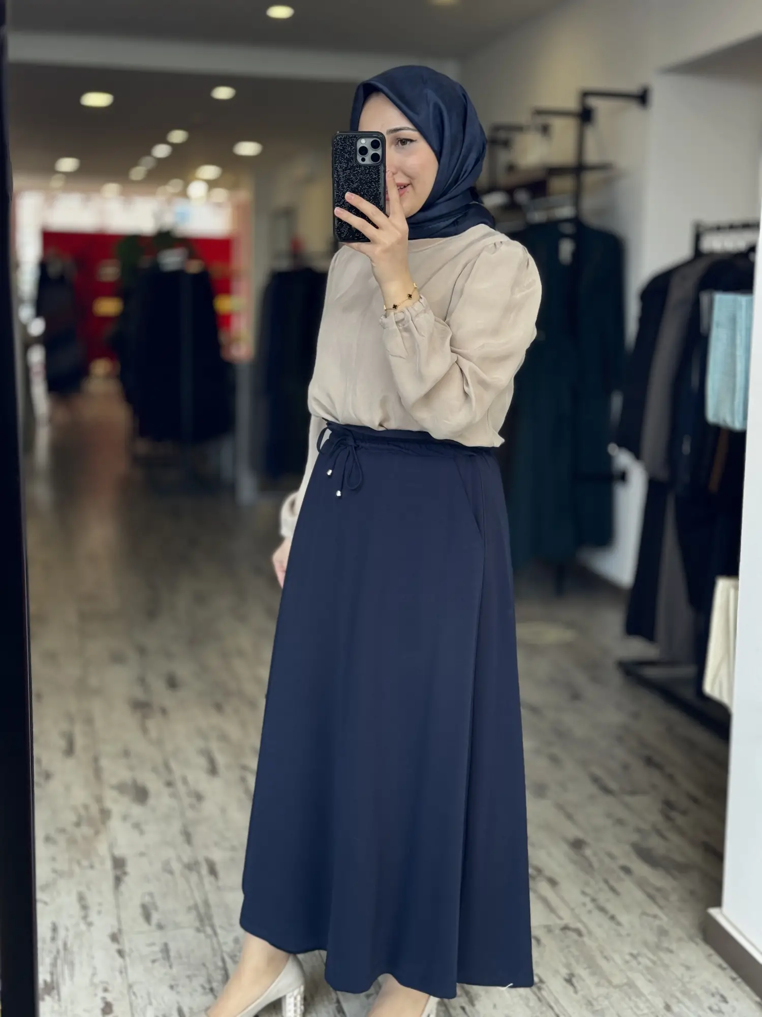 Kayra Beli Büzgü Detaylı Modal Cepli Etek KA12022