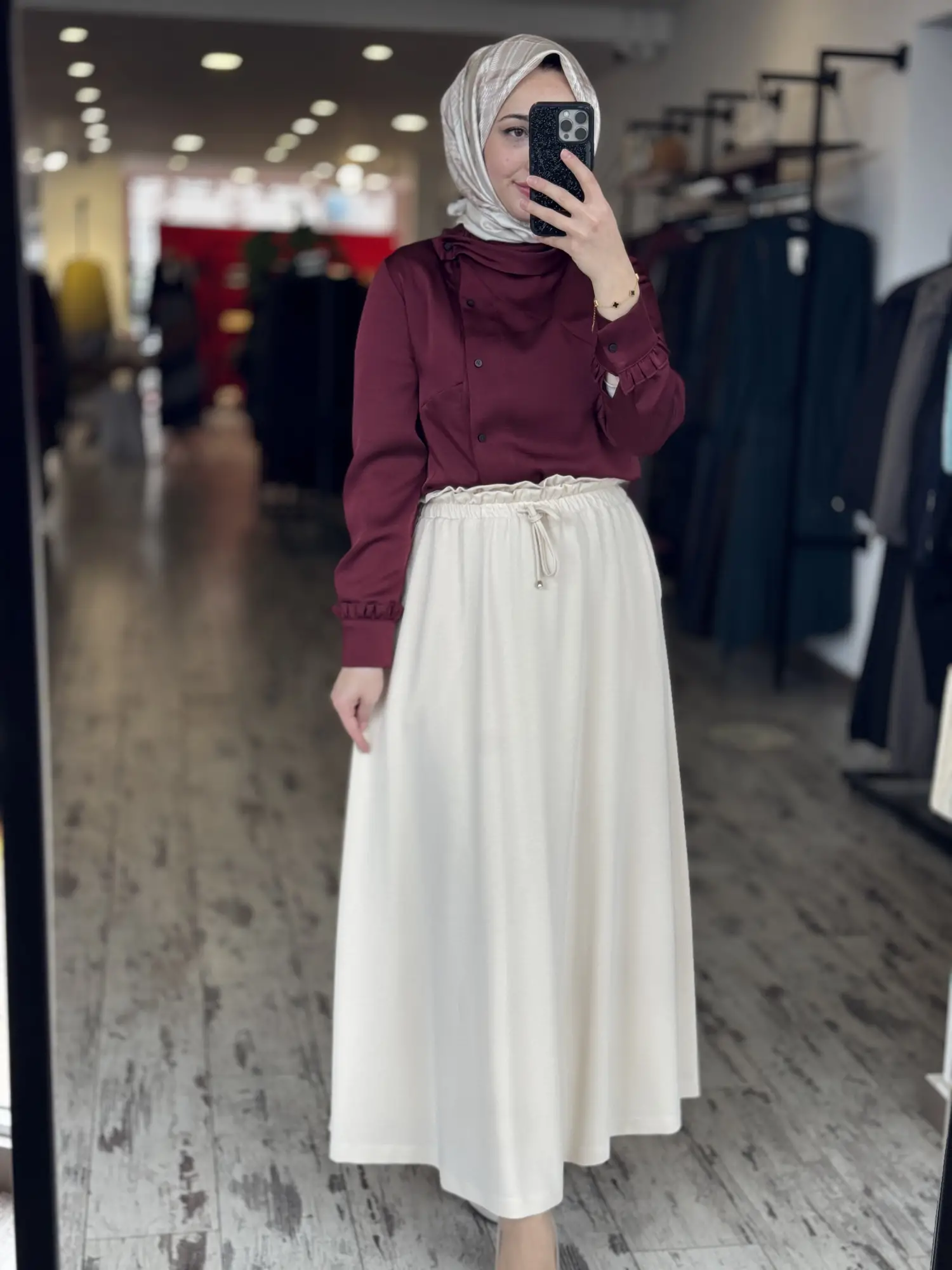 Kayra Beli Büzgü Detaylı Modal Cepli Etek KA12022