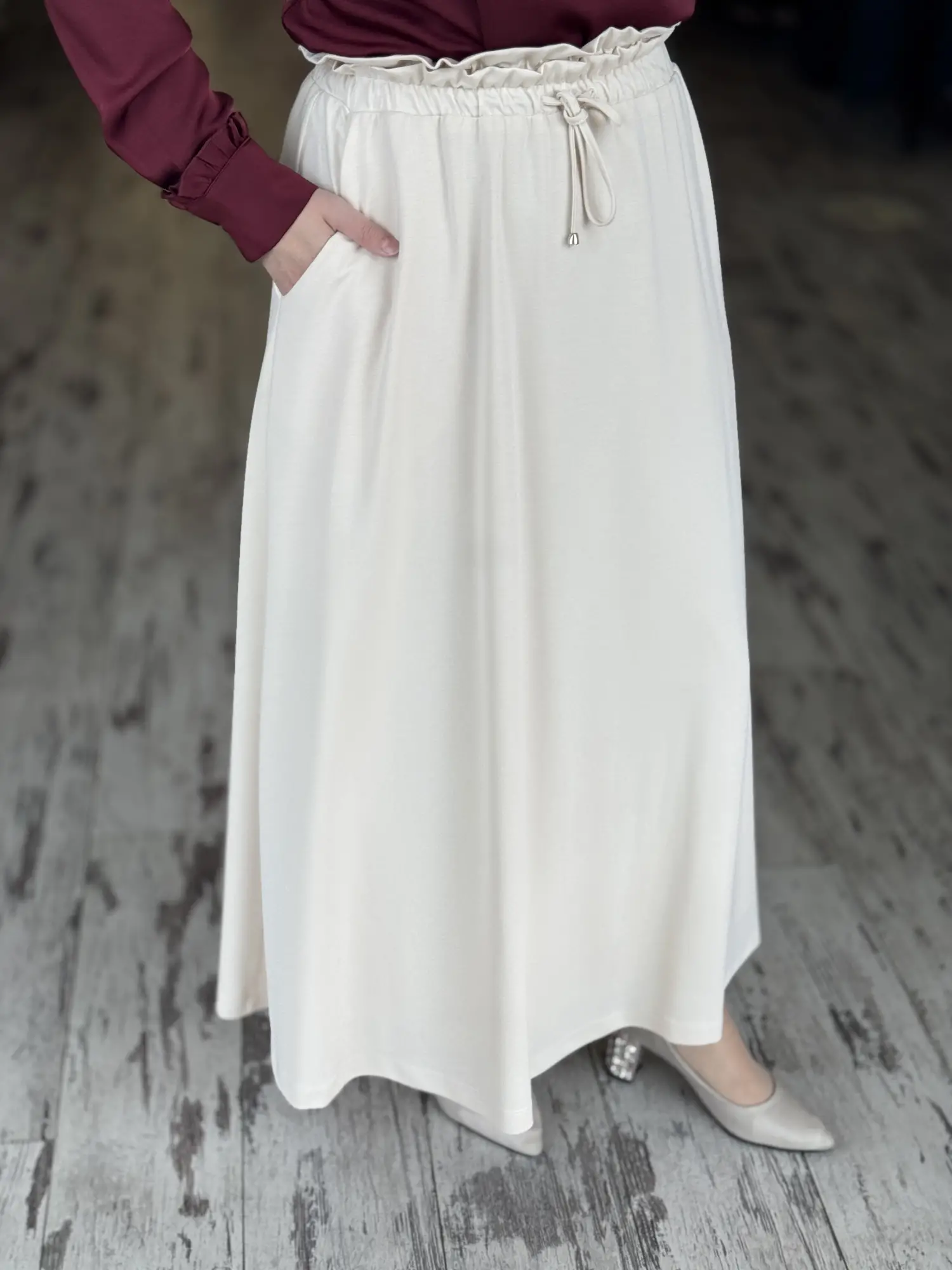 Kayra Beli Büzgü Detaylı Modal Cepli Etek KA12022