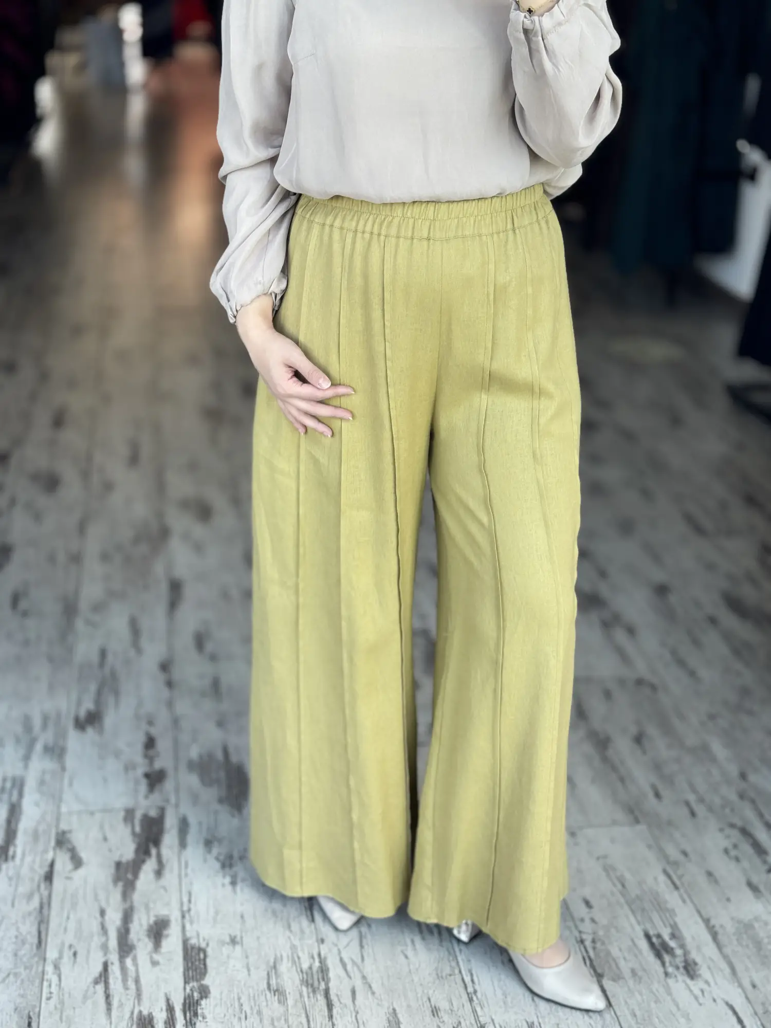 Kayra Nervür Parça Görünümlü Keten Pantolon KA19155