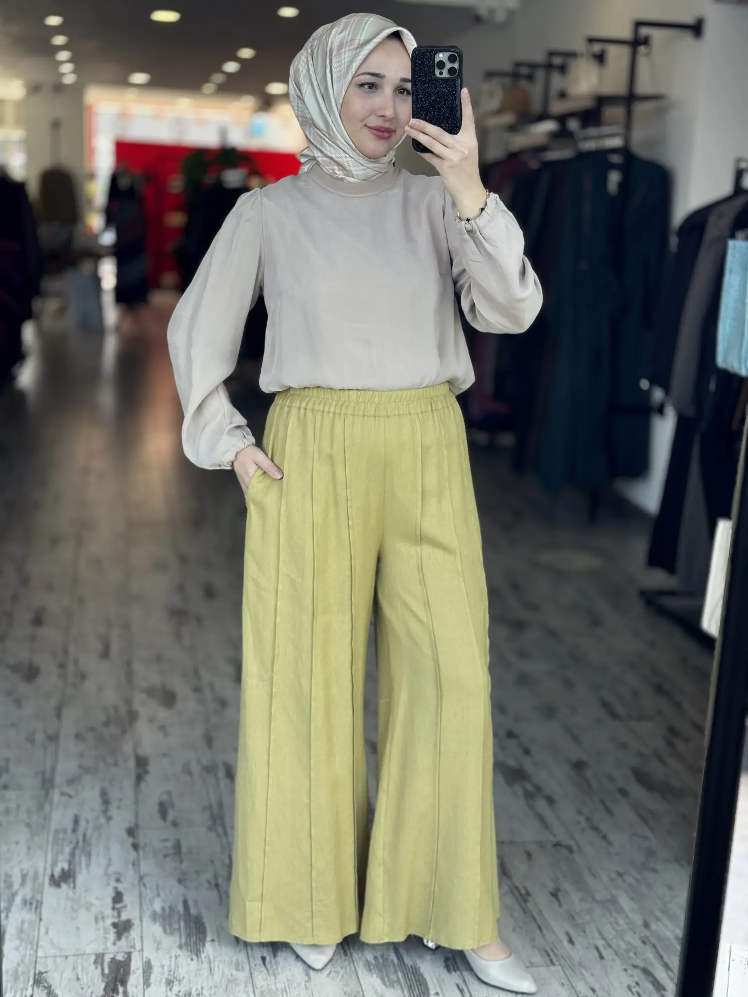 Kayra Nervür Parça Görünümlü Keten Pantolon KA19155