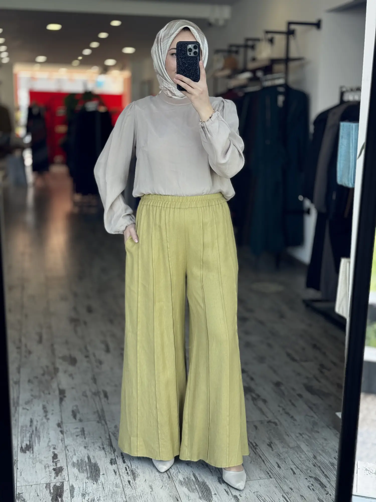 Kayra Nervür Parça Görünümlü Keten Pantolon KA19155