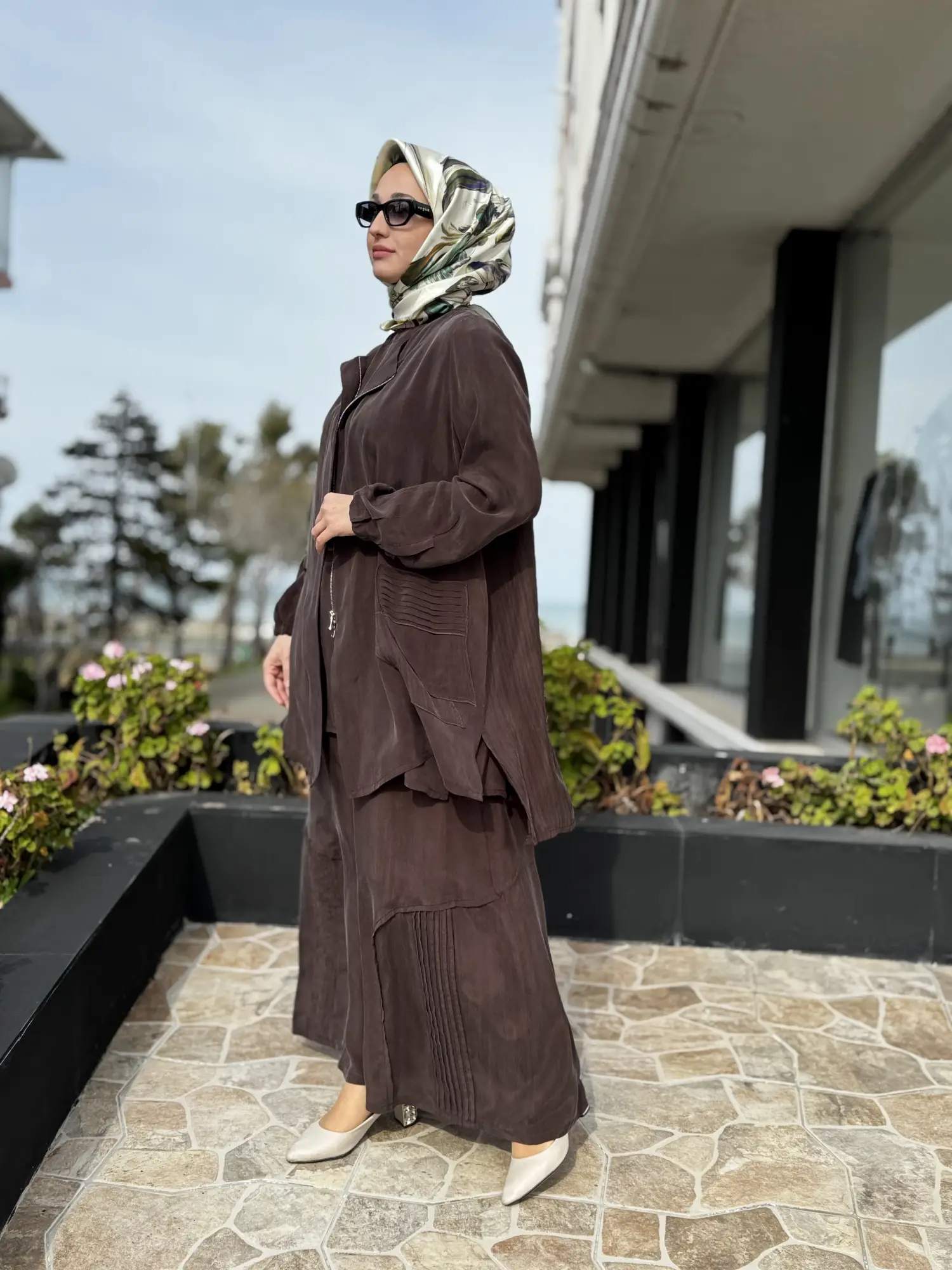 Misswhence 3 lü Cupra İpek Ceket Tunik Pantolon Takım 39208