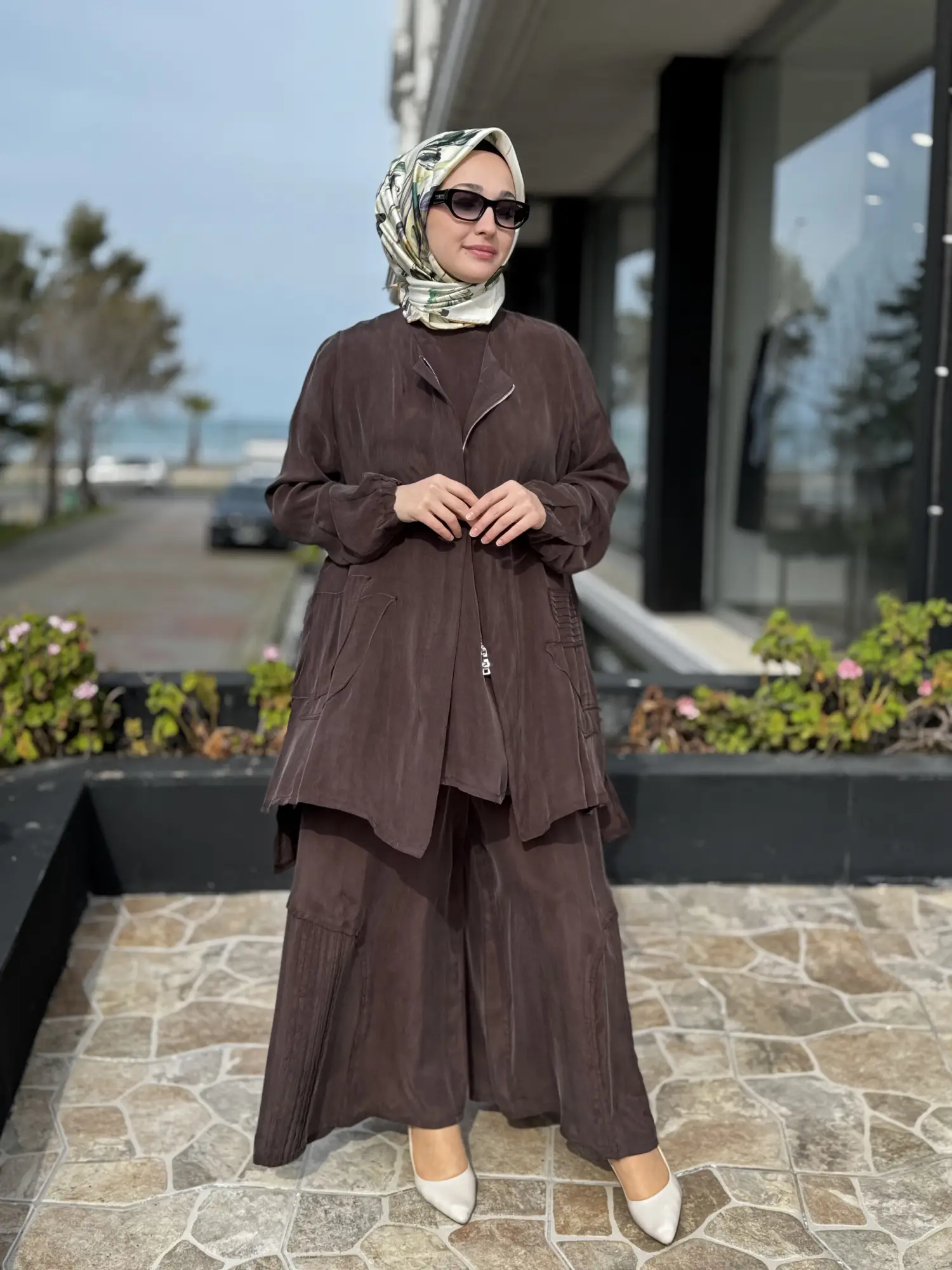 Misswhence 3 lü Cupra İpek Ceket Tunik Pantolon Takım 39208