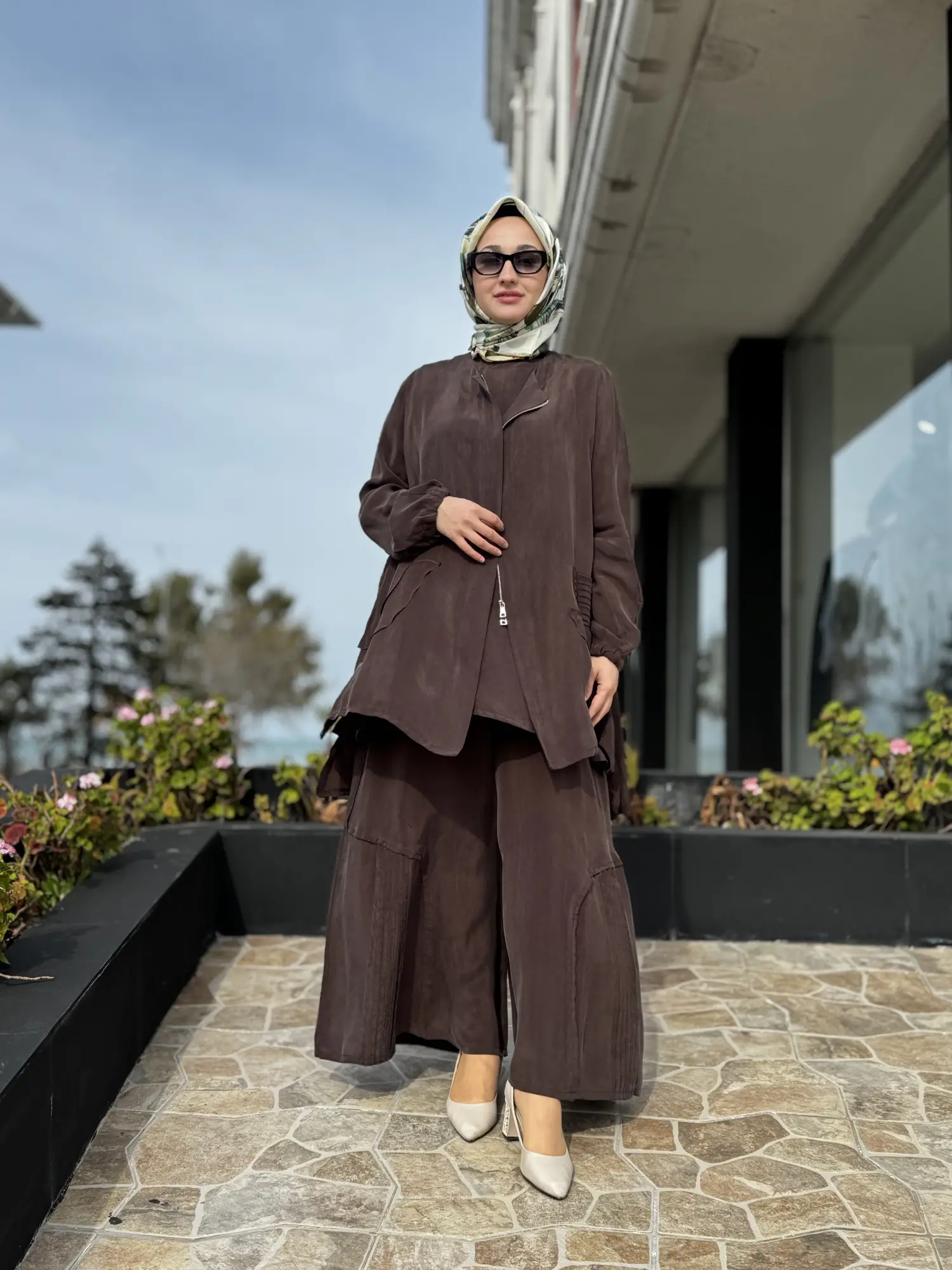 Misswhence 3 lü Cupra İpek Ceket Tunik Pantolon Takım 39208