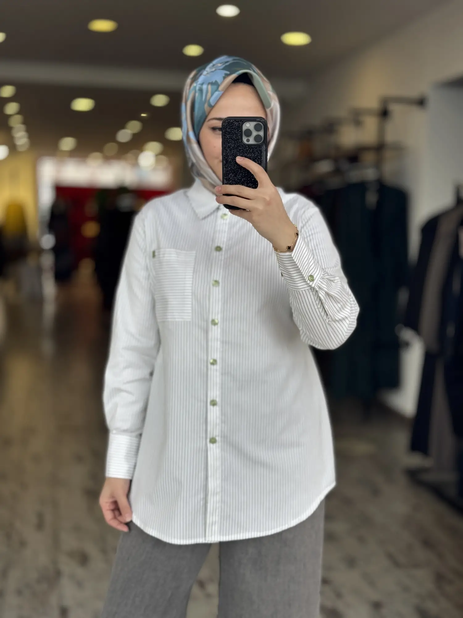 Kayra Kontrast Çizgili Poplin Gömlek KA81009