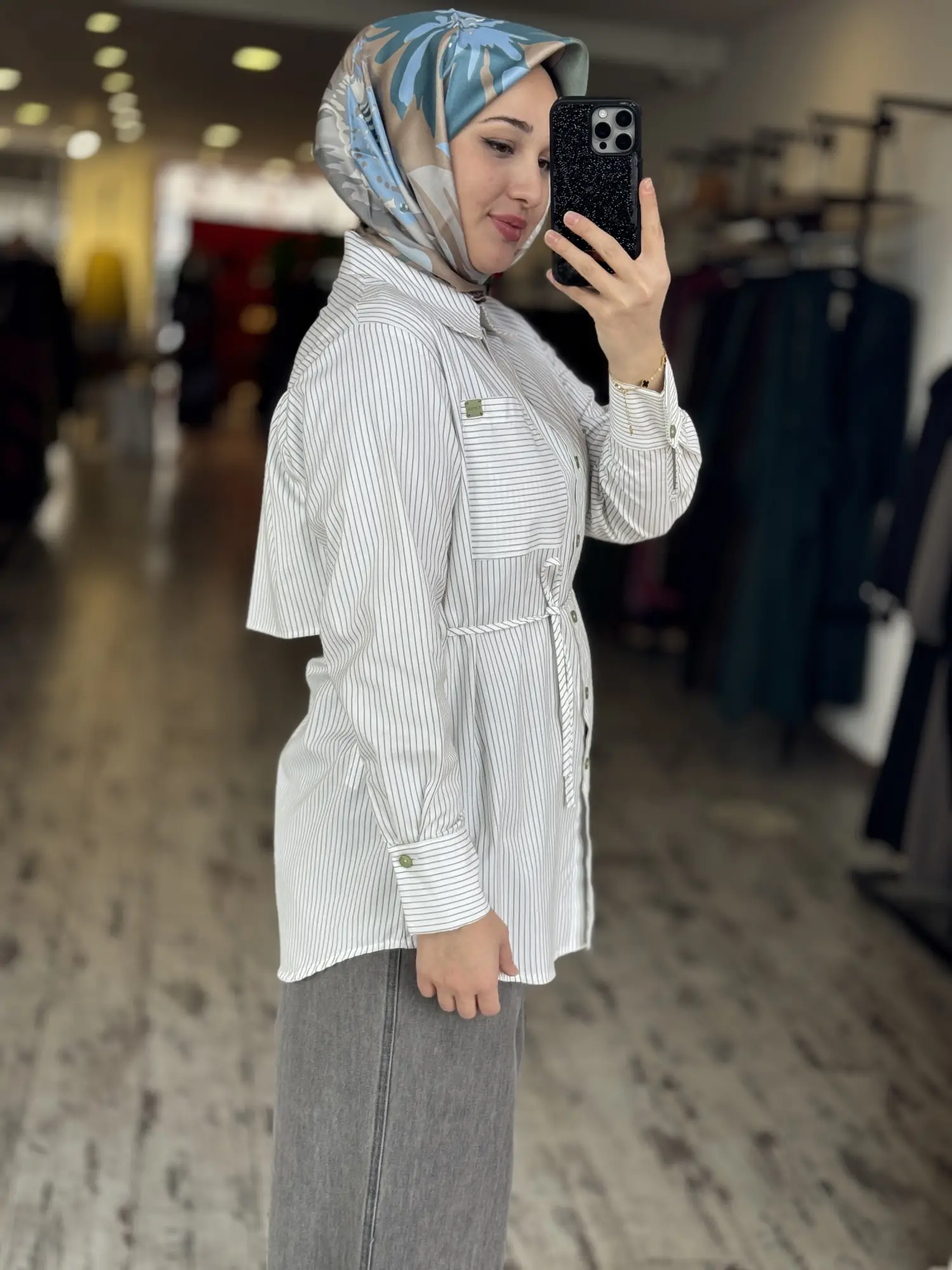 Kayra Kontrast Çizgili Poplin Gömlek KA81009