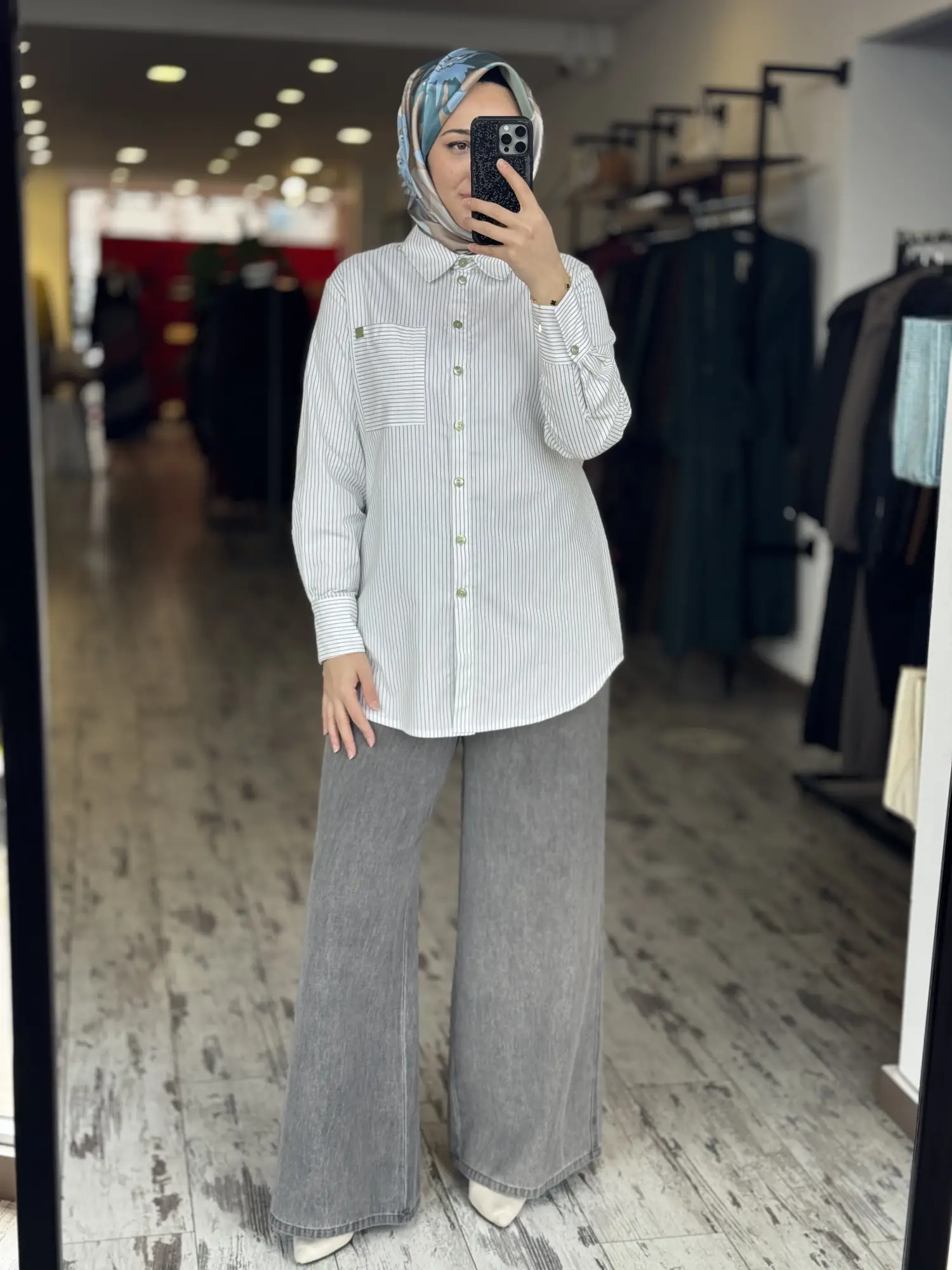 Kayra Kontrast Çizgili Poplin Gömlek KA81009