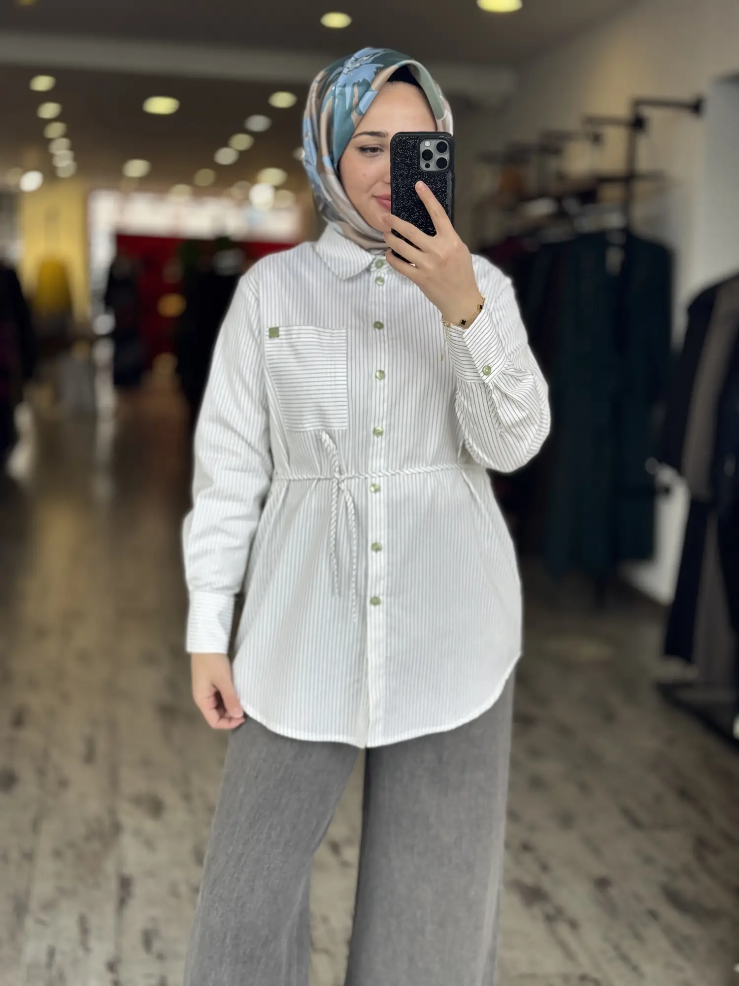 Kayra Kontrast Çizgili Poplin Gömlek KA81009