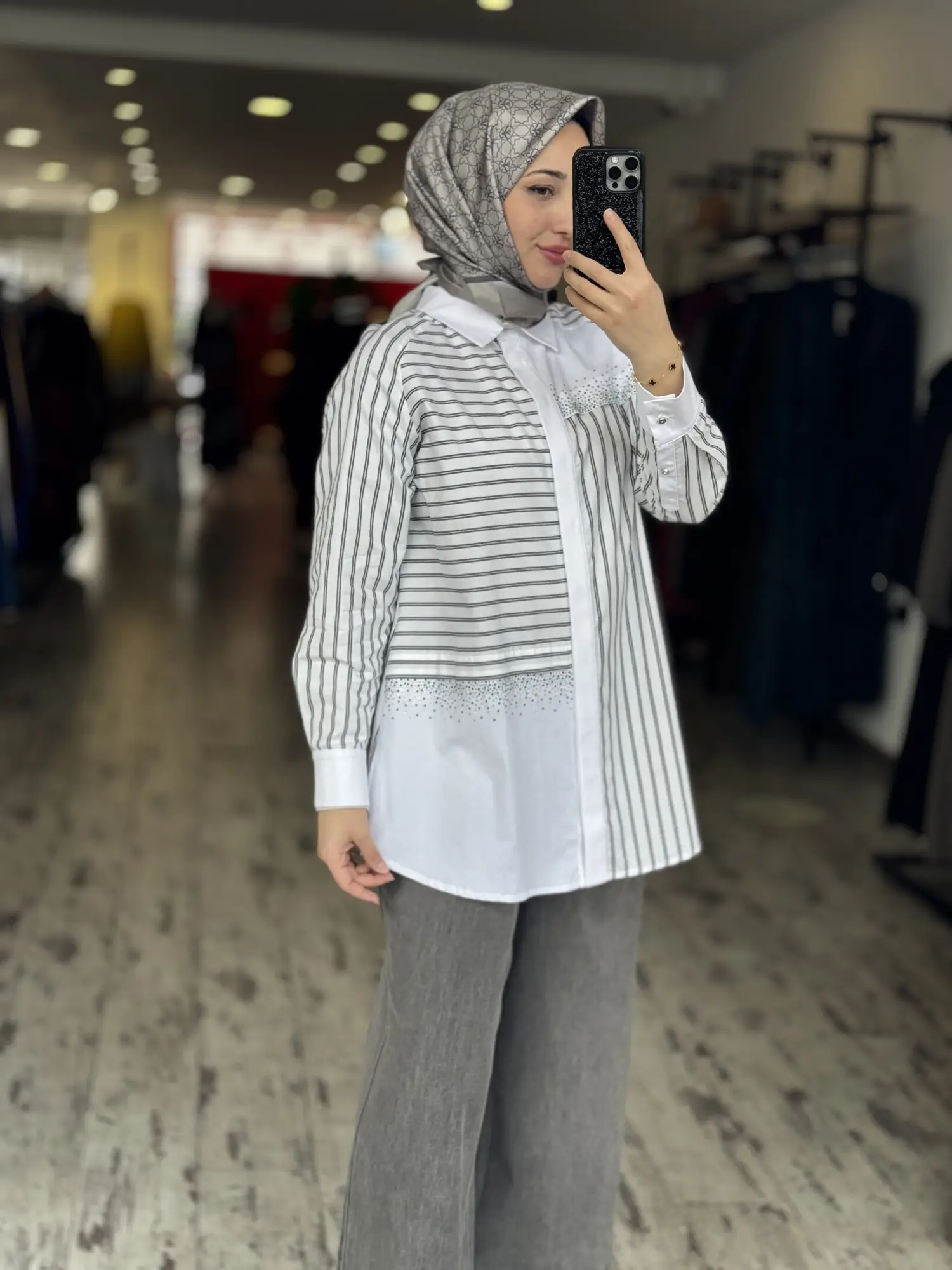 Kayra Taş Detaylı Çizgili Gömlek KA21108