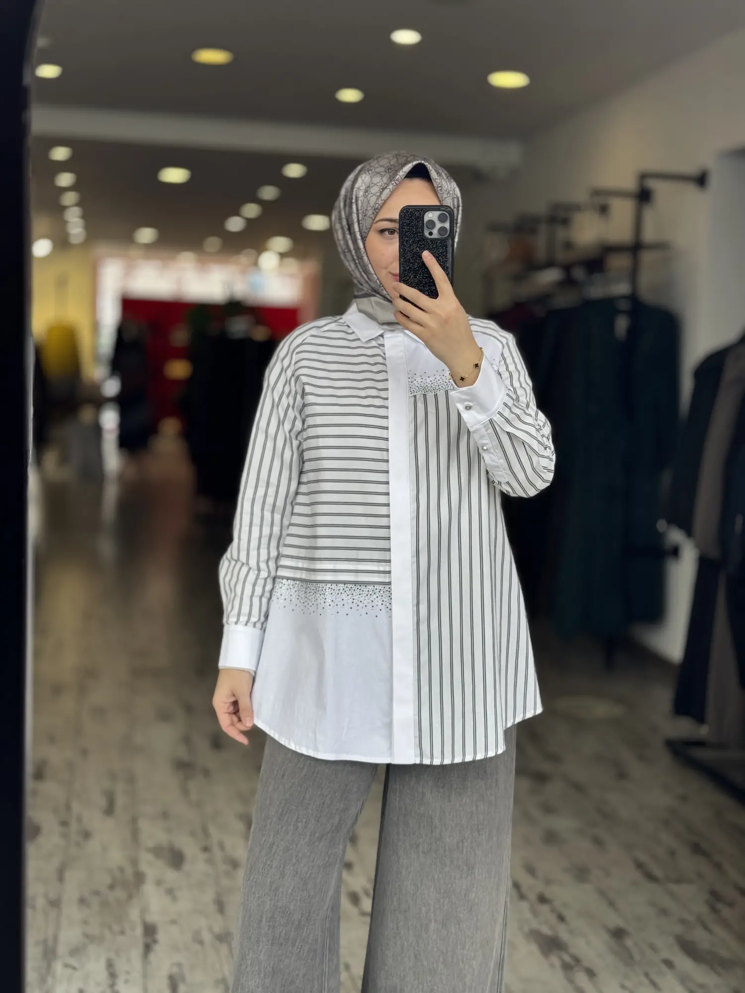 Kayra Taş Detaylı Çizgili Gömlek KA21108