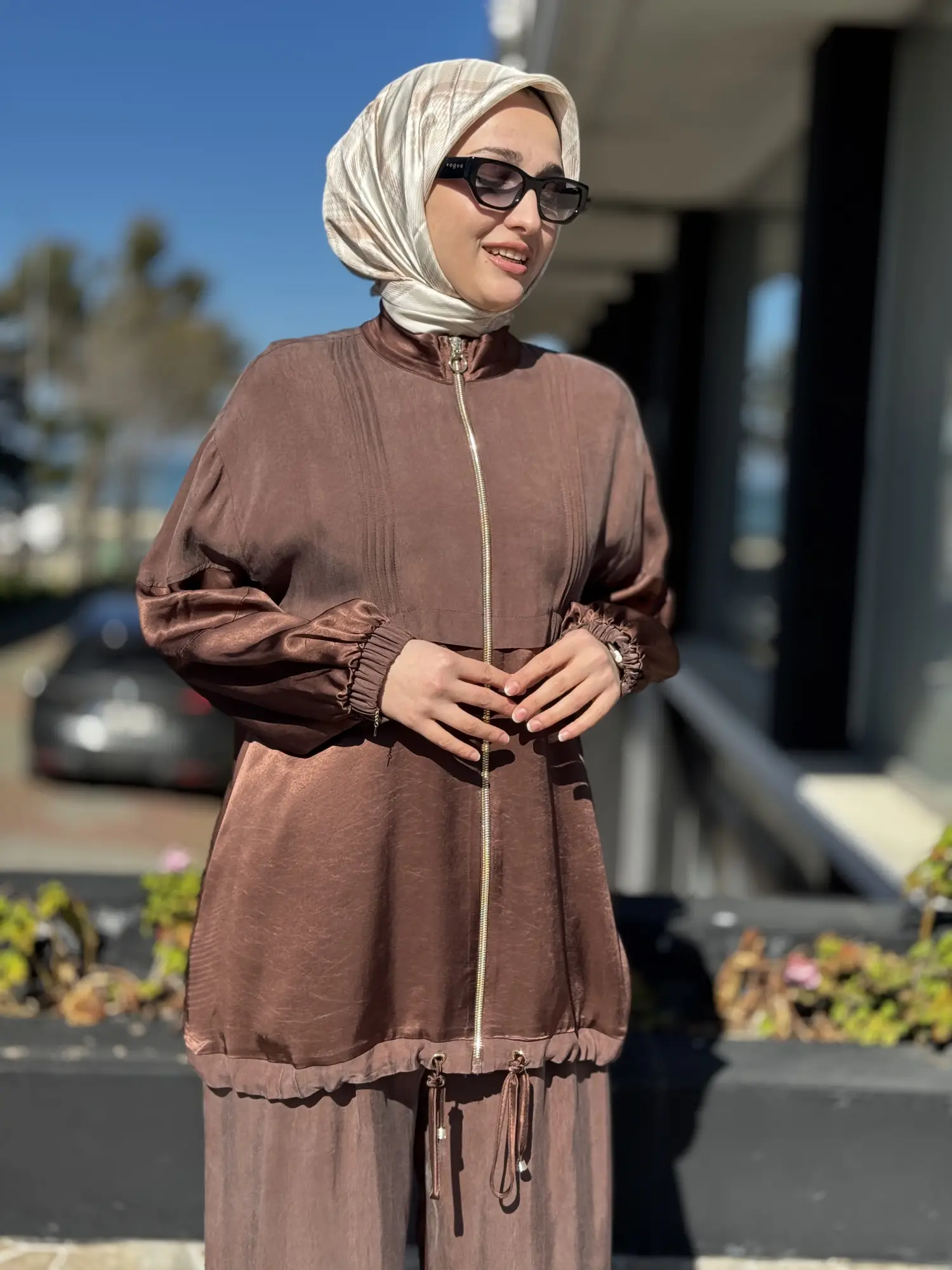 Ghisa Saten Kumaş Parçalı Nervürlü Kap Pantolon Takım G9139