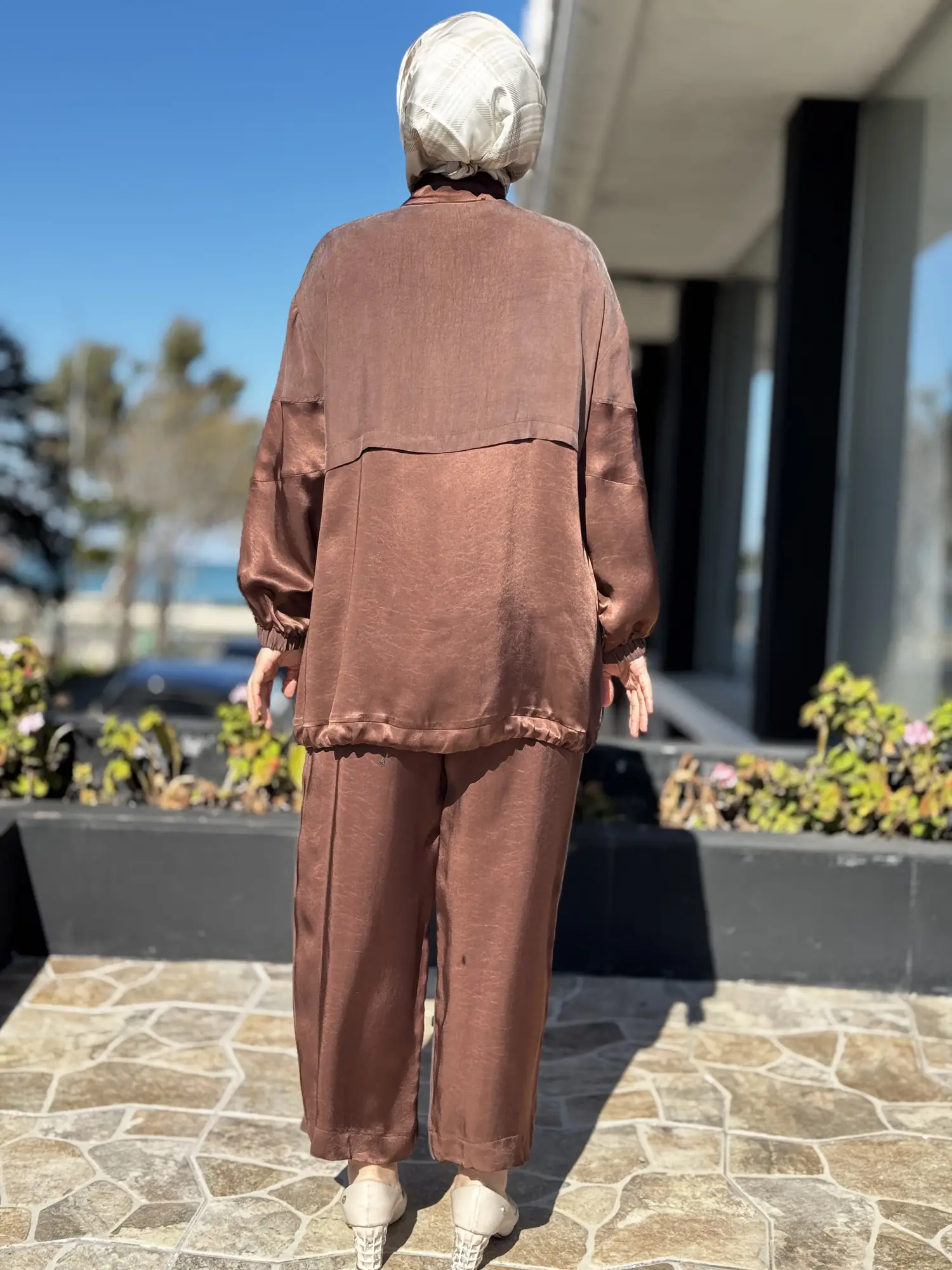 Ghisa Saten Kumaş Parçalı Nervürlü Kap Pantolon Takım G9139