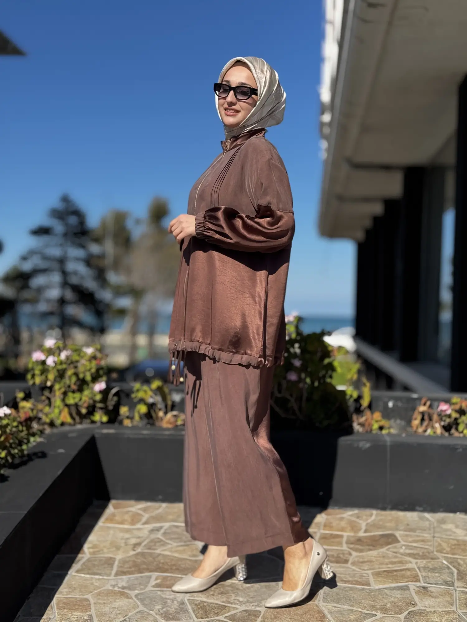 Ghisa Saten Kumaş Parçalı Nervürlü Kap Pantolon Takım G9139