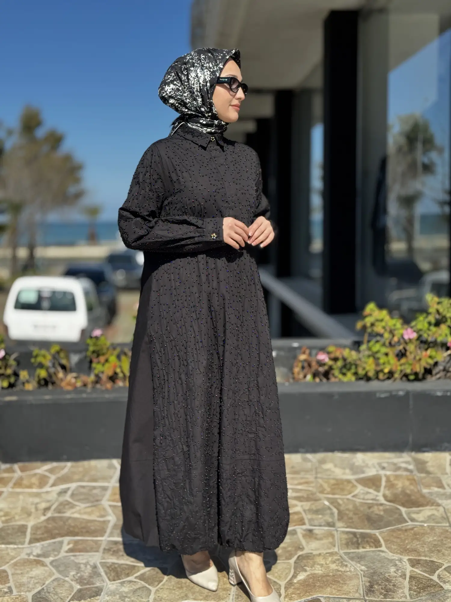 Ghisa Boncuk Bezeli Balon Elbise G4326