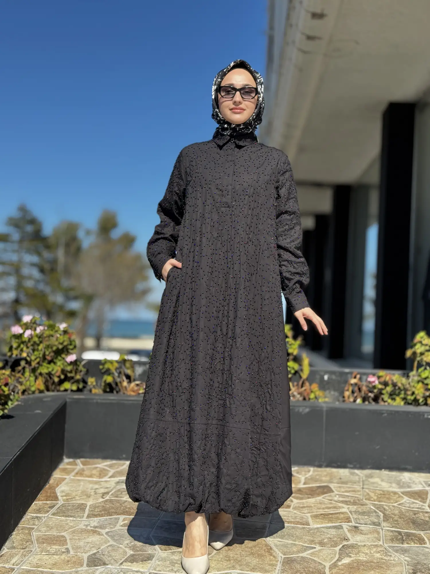 Ghisa Boncuk Bezeli Balon Elbise G4326