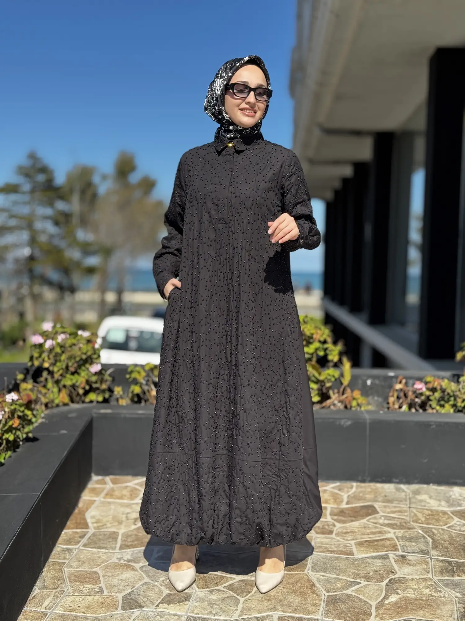 Ghisa Boncuk Bezeli Balon Elbise G4326