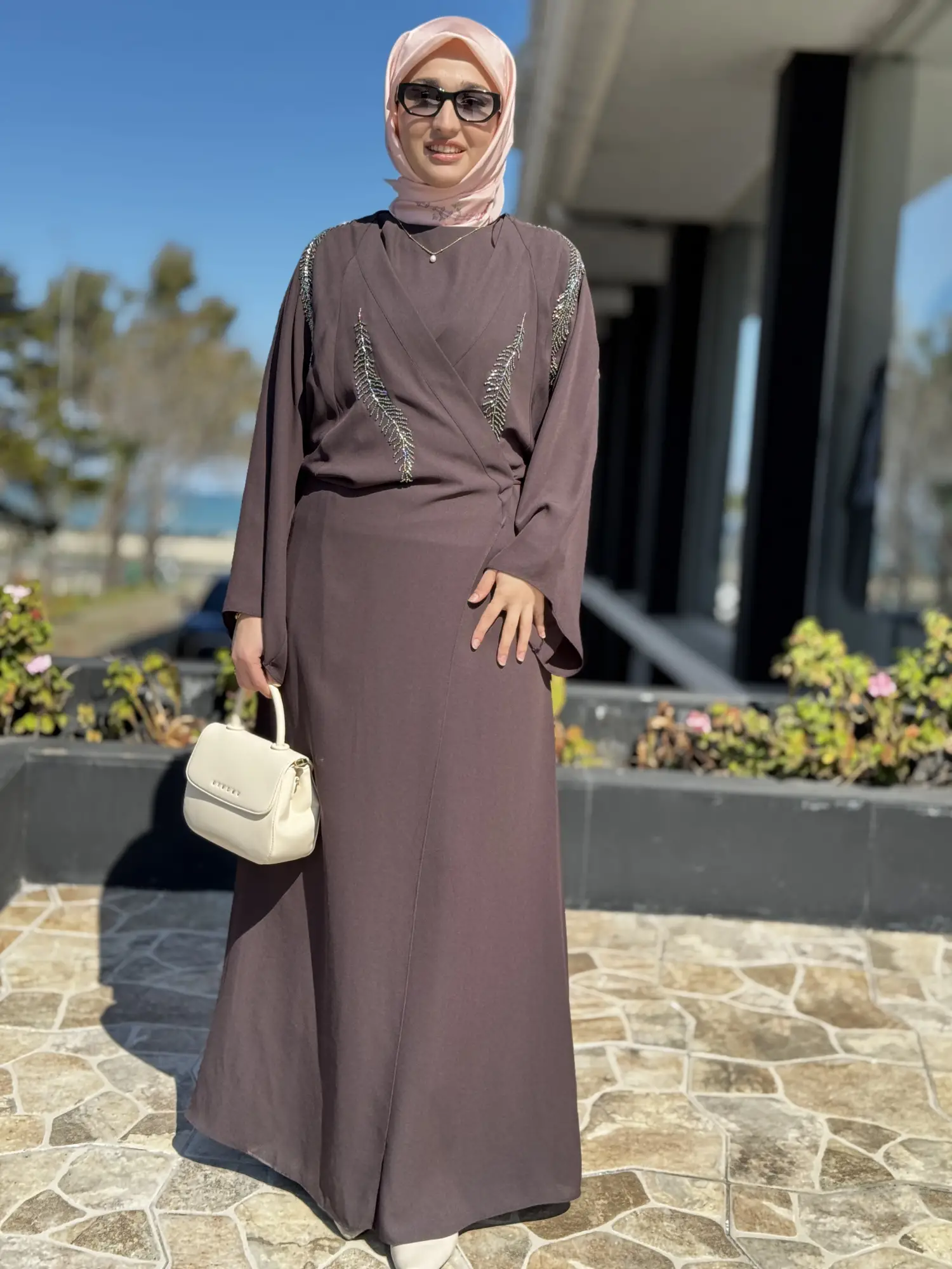 Ghisa Boncuk İşlemeli Kimono Elbise Takım G9187