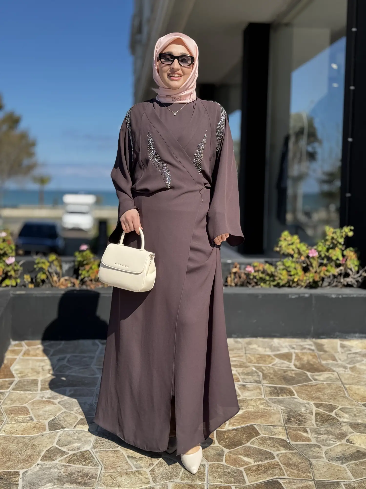 Ghisa Boncuk İşlemeli Kimono Elbise Takım G9187