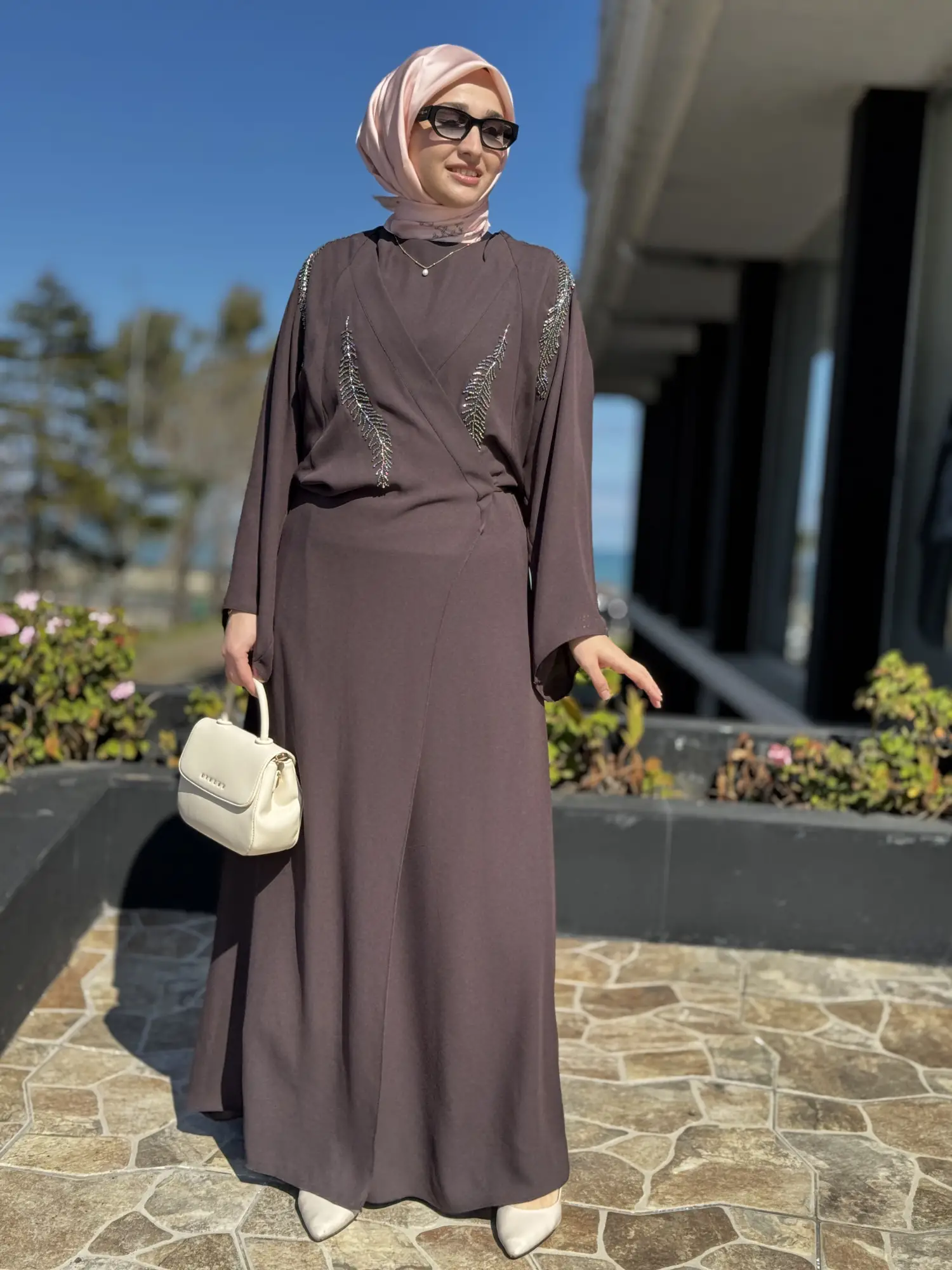 Ghisa Boncuk İşlemeli Kimono Elbise Takım G9187