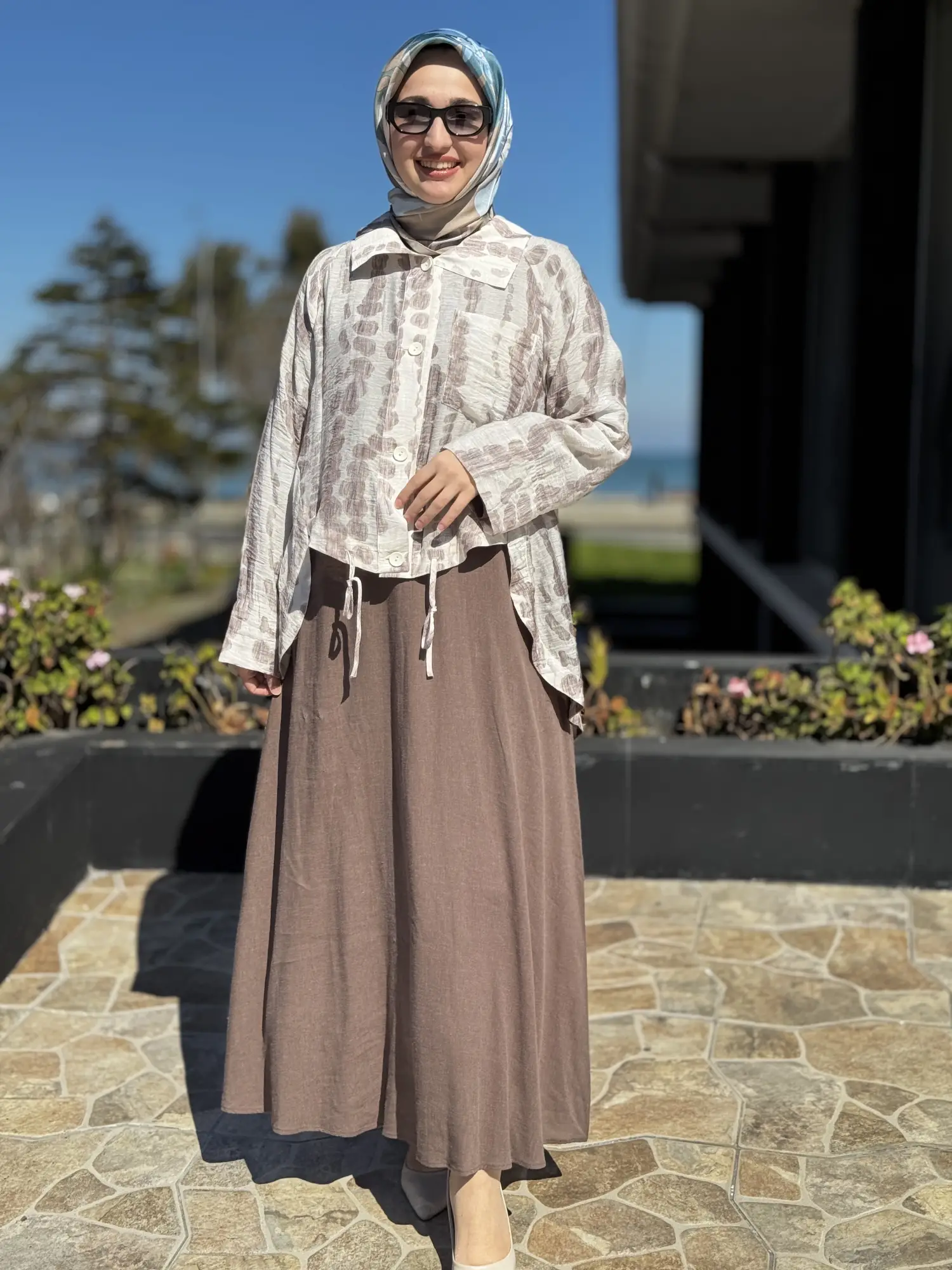 Almarwah Keten Gömlek Elbise İkili Takım 202993