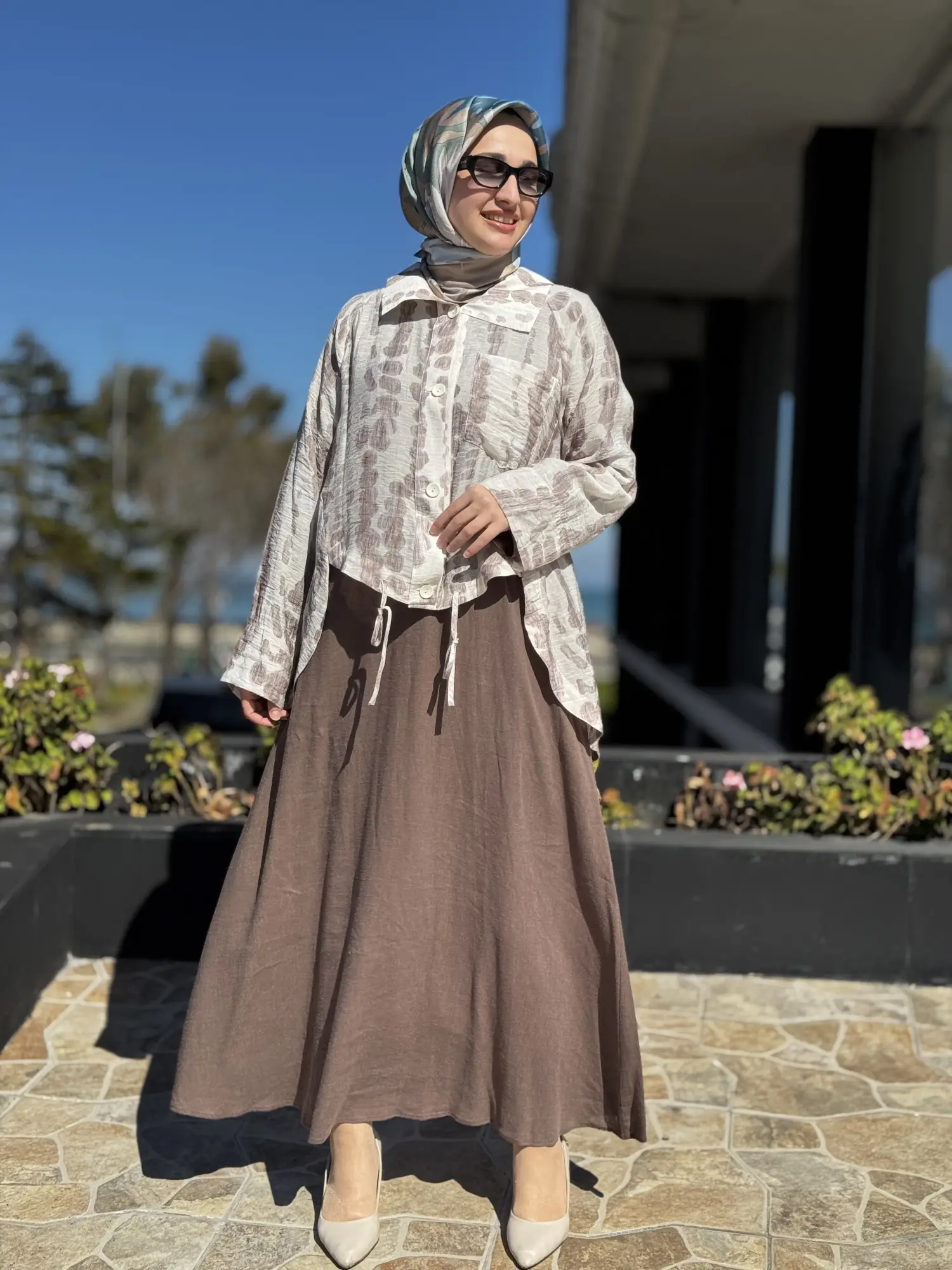 Almarwah Keten Gömlek Elbise İkili Takım 202993