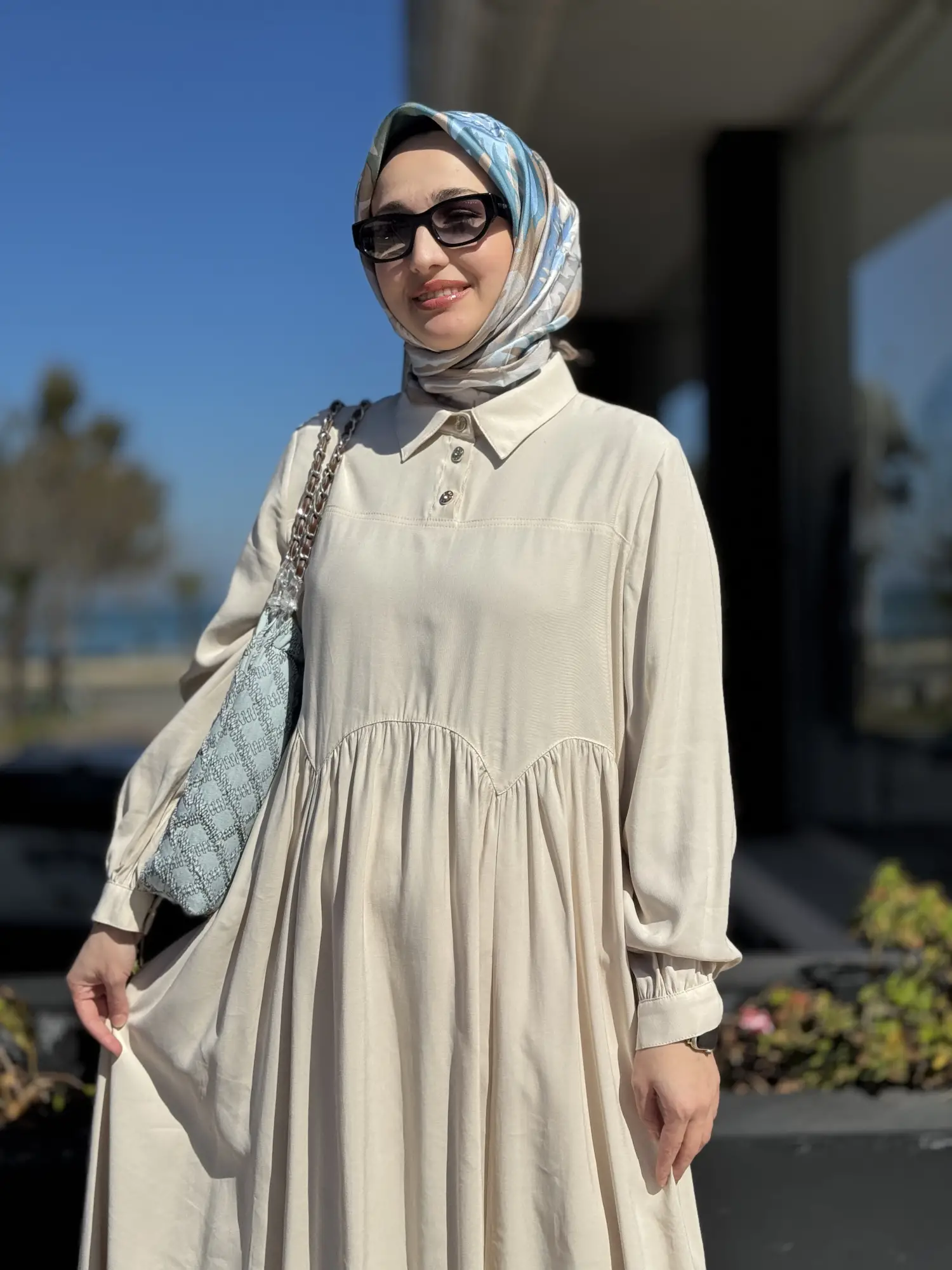 Almarwah Asimetrik Dikiş Detaylı Elbise 303892