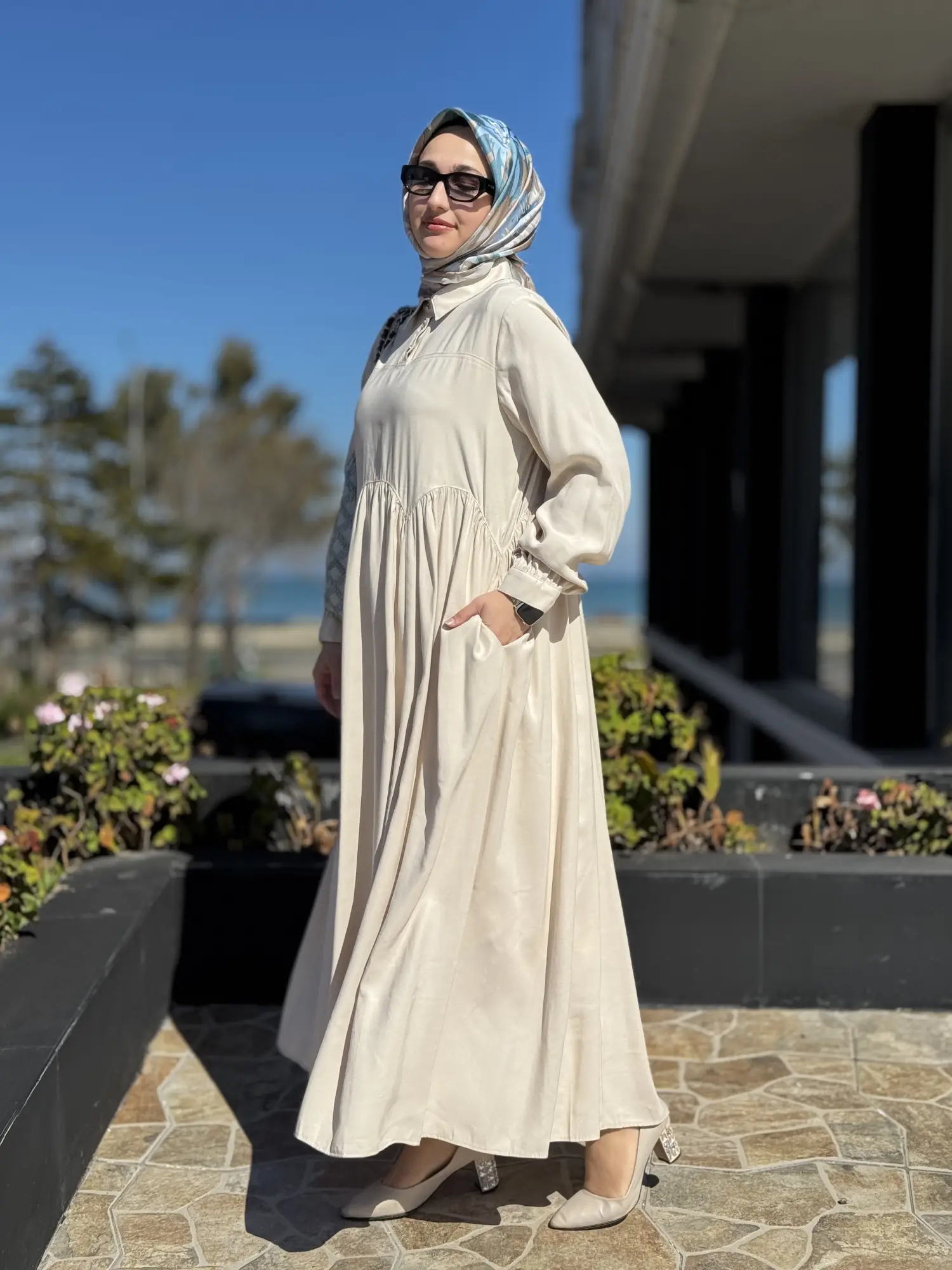 Almarwah Asimetrik Dikiş Detaylı Elbise 303892