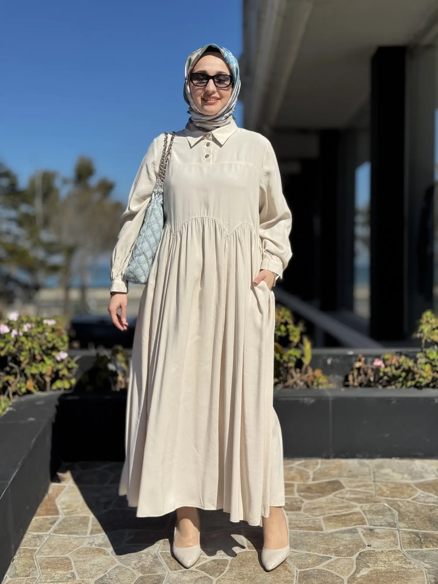 Almarwah Asimetrik Dikiş Detaylı Elbise 303892