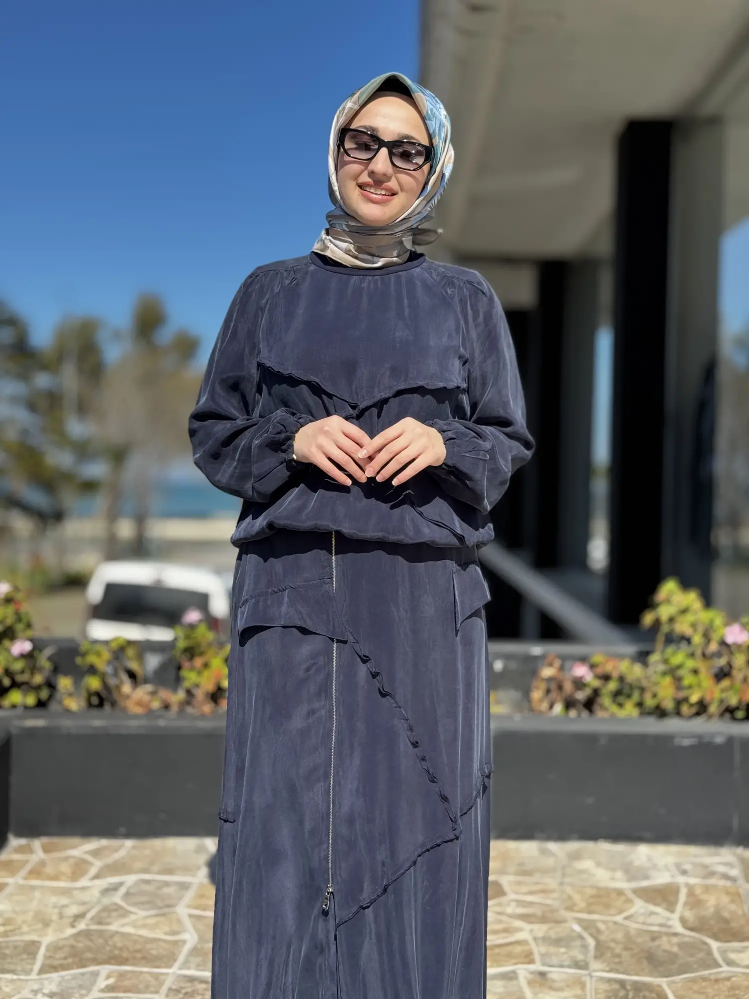 Misswhence Büzgü ve Fermuar Detaylı Cupra İpek Etek Bluz Takım 39020