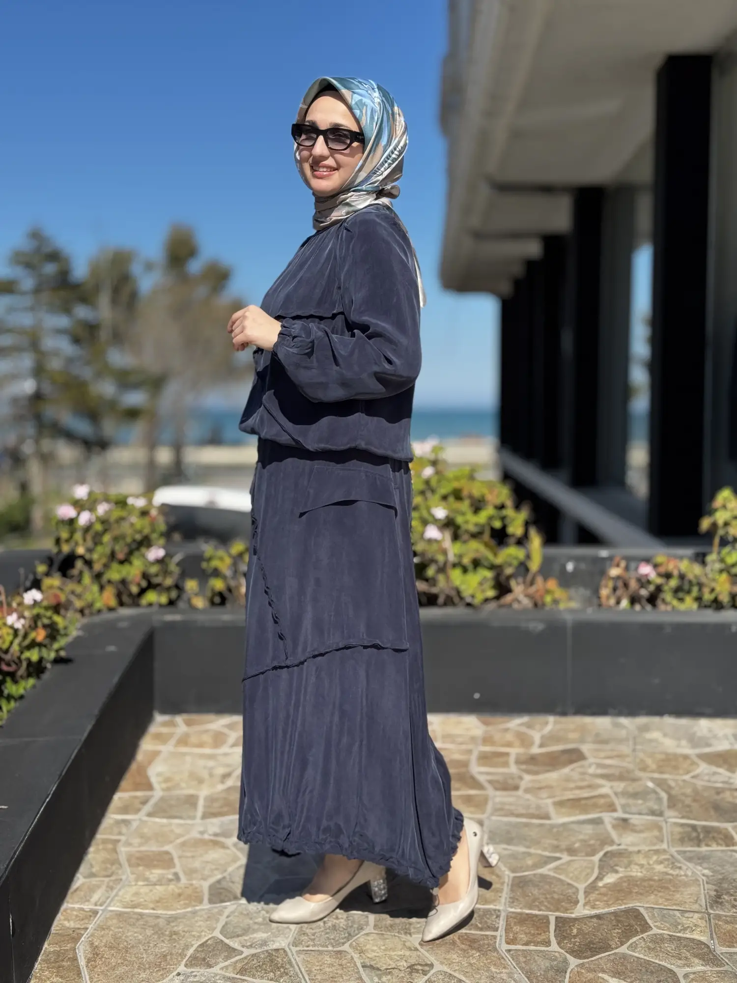 Misswhence Büzgü ve Fermuar Detaylı Cupra İpek Etek Bluz Takım 39020